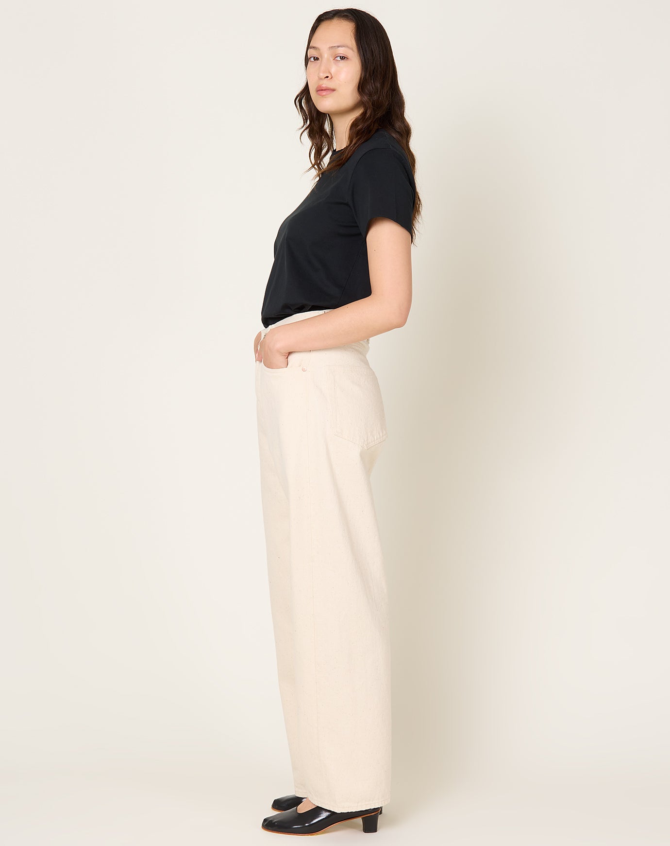 Yoko Sakamoto 5 Pocket Straight Pants in Ecru