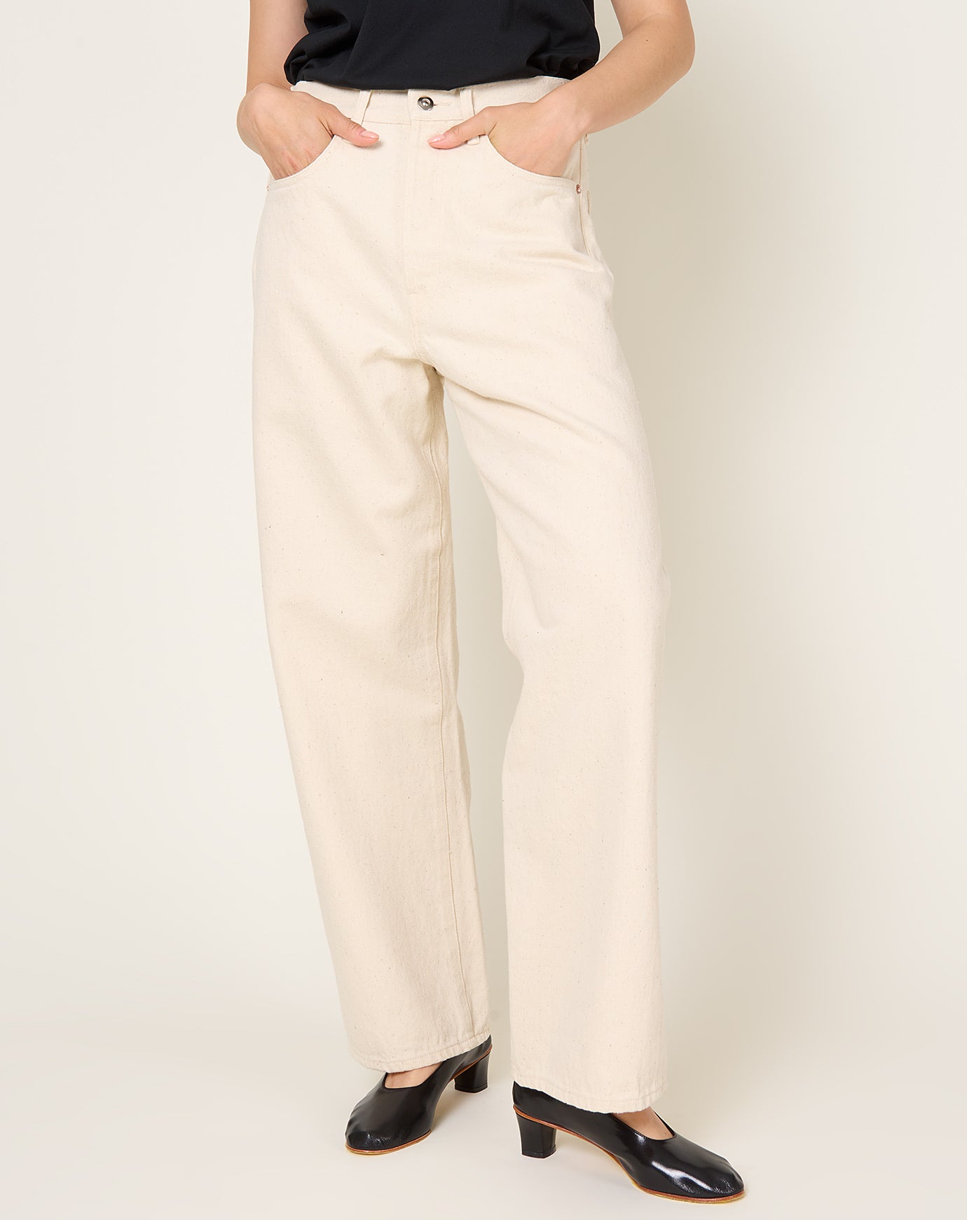 Yoko Sakamoto 5 Pocket Straight Pants in Ecru