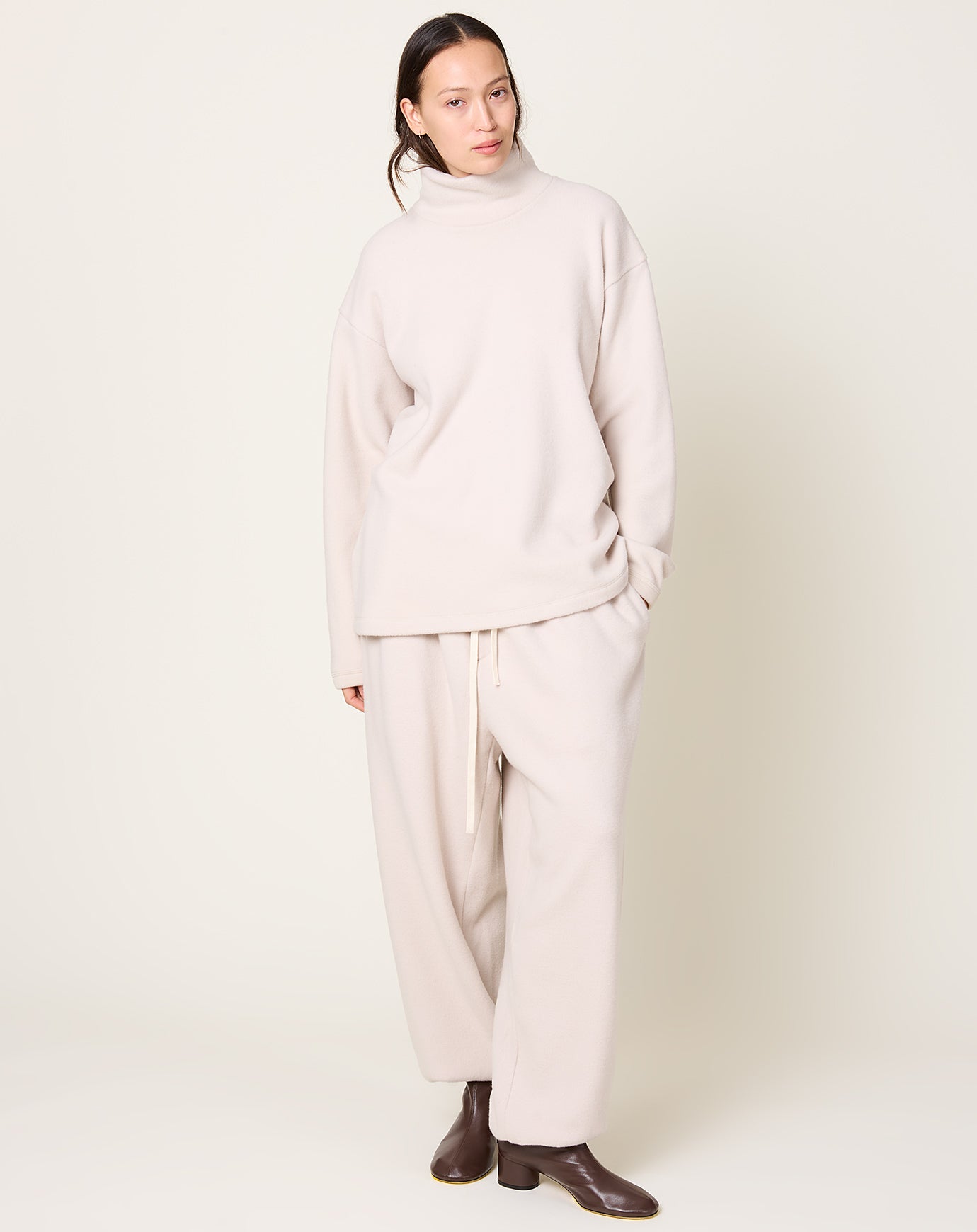 Yoko Sakamoto High Neck Pullover in Ecru