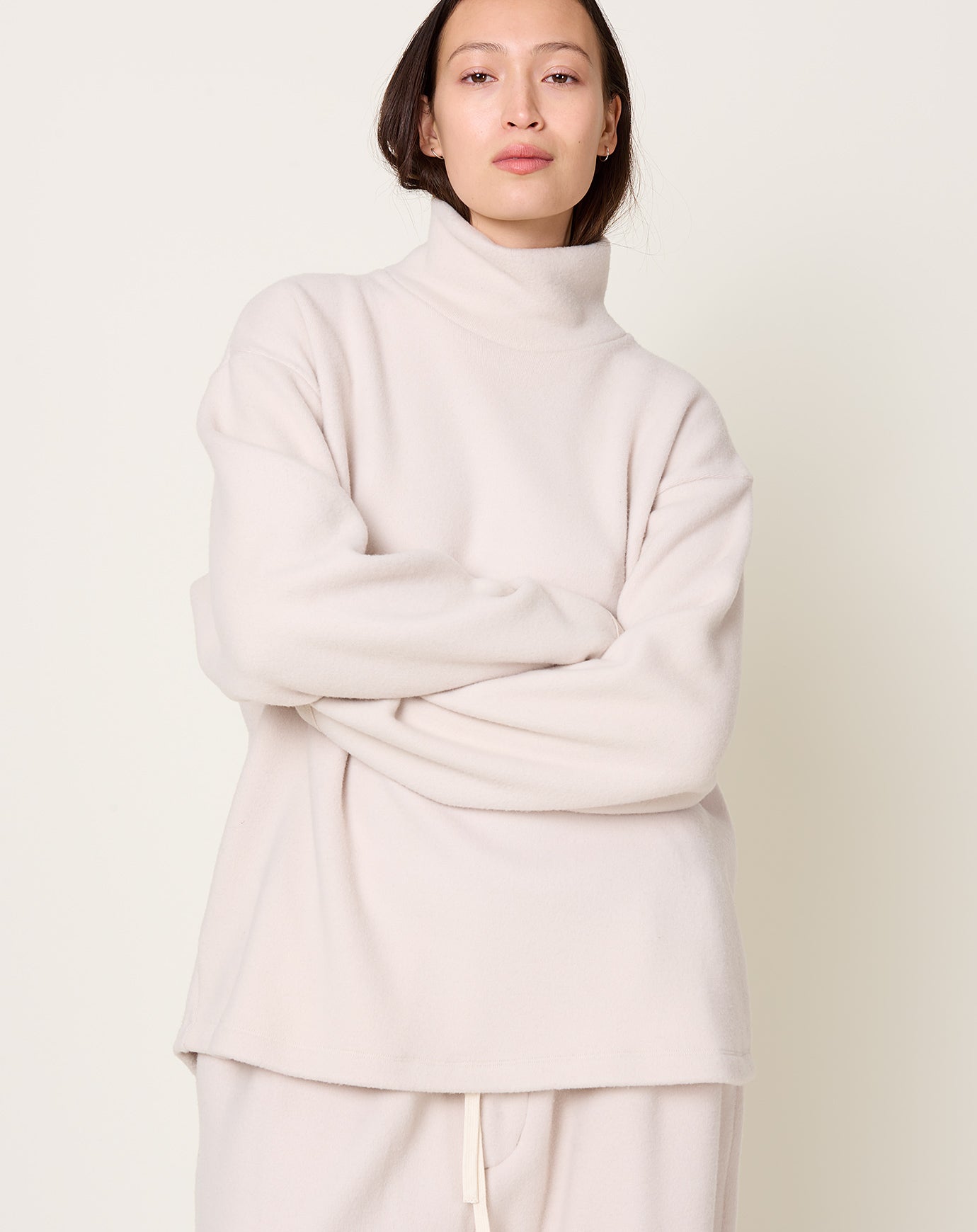 Yoko Sakamoto High Neck Pullover in Ecru