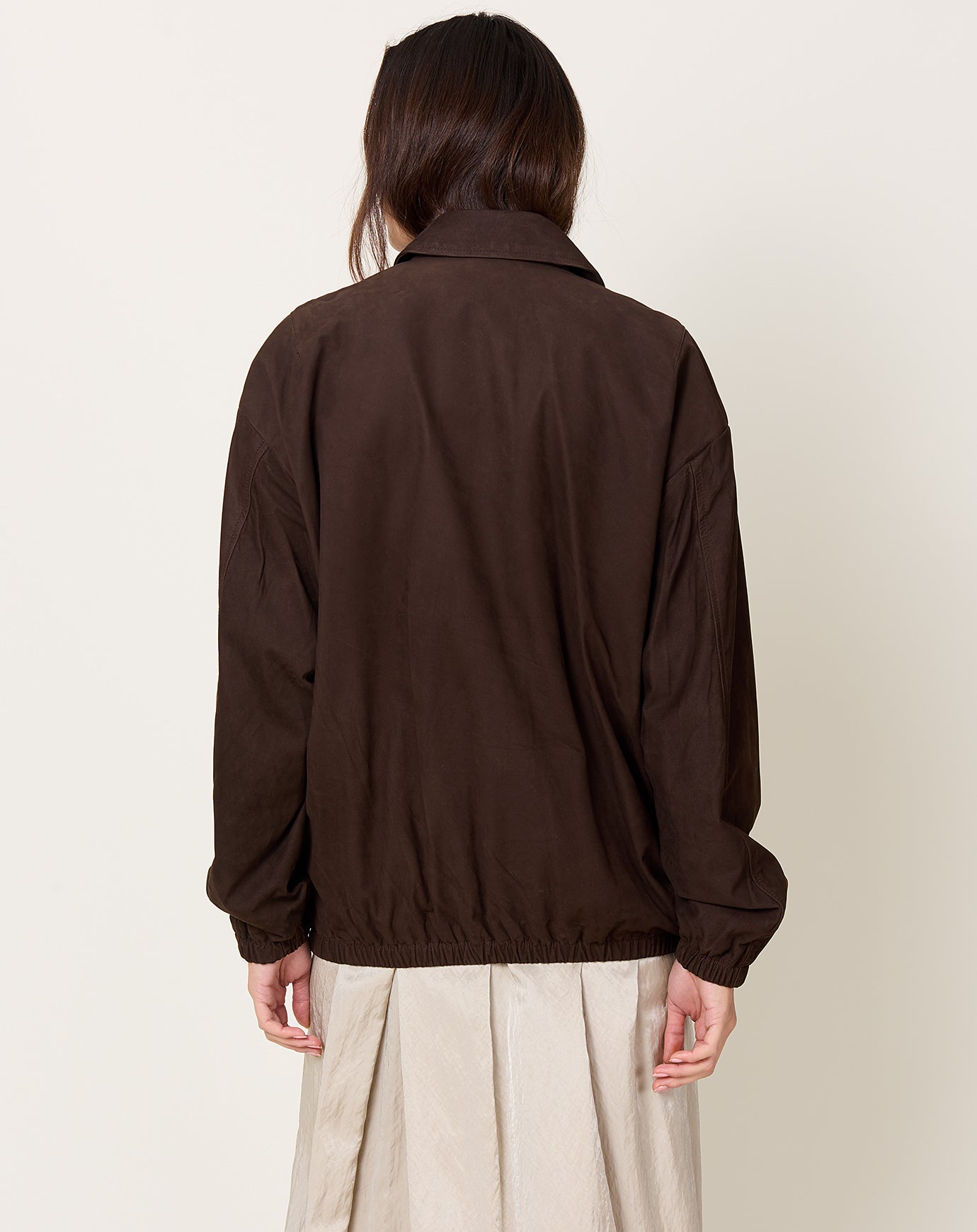 Yoko Sakamoto Nubuck Leather Zip Blouson in Brown