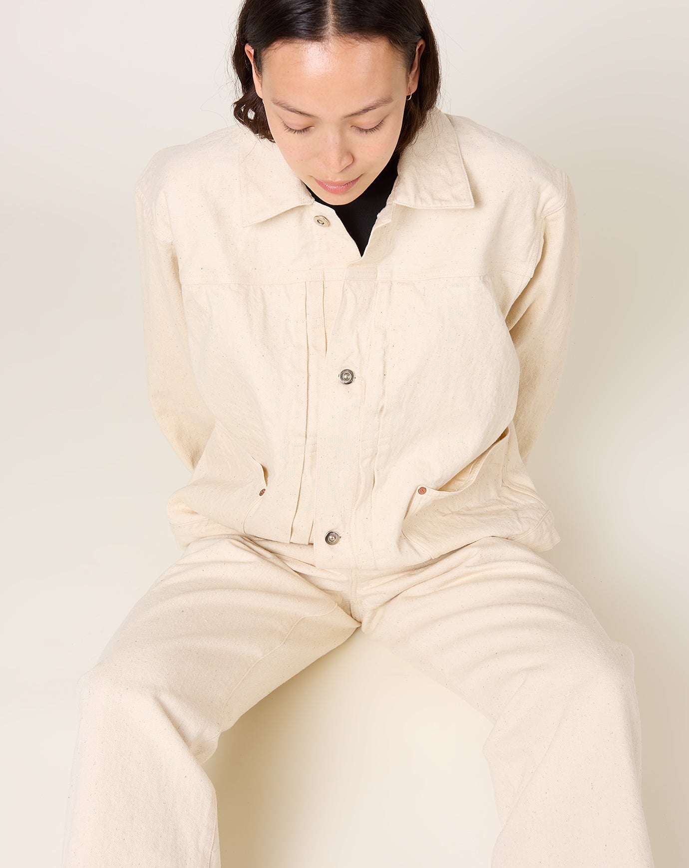 Yoko Sakamoto Pleats Jacket in Ecru