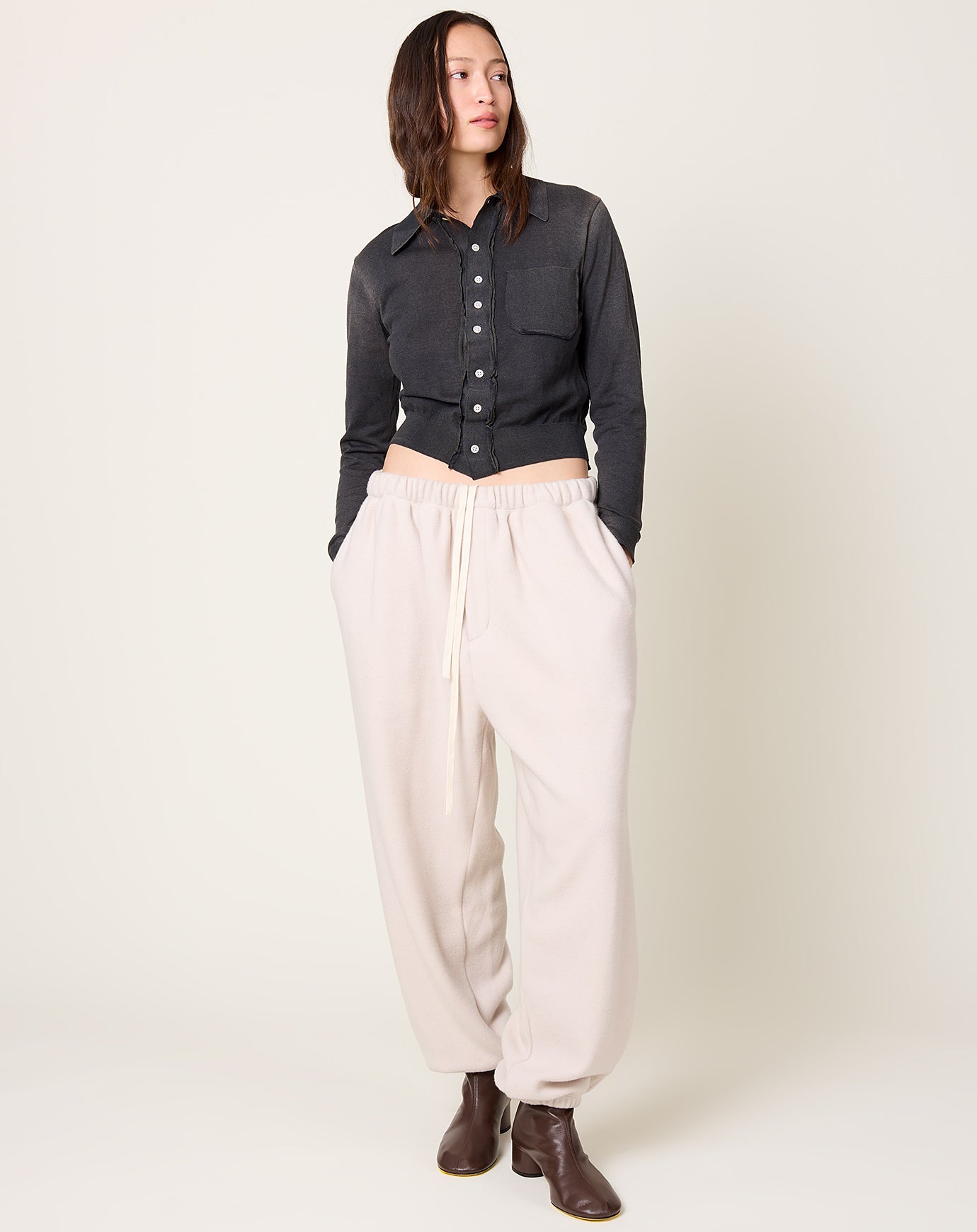 Yoko Sakamoto Track Pants in Ecru