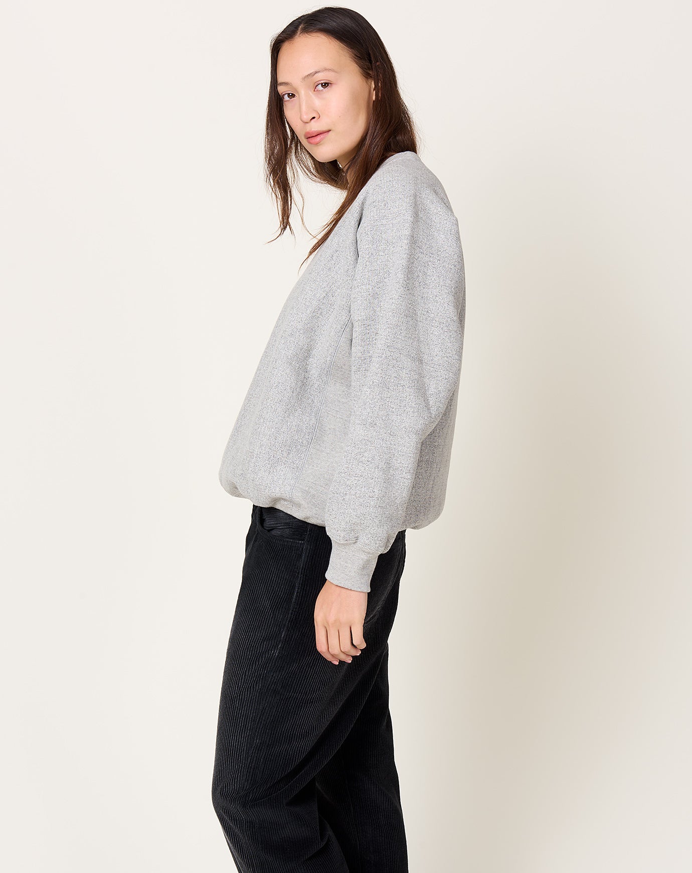 Yoko Sakamoto Tsuriami Athletic Sweater in Heather Grey