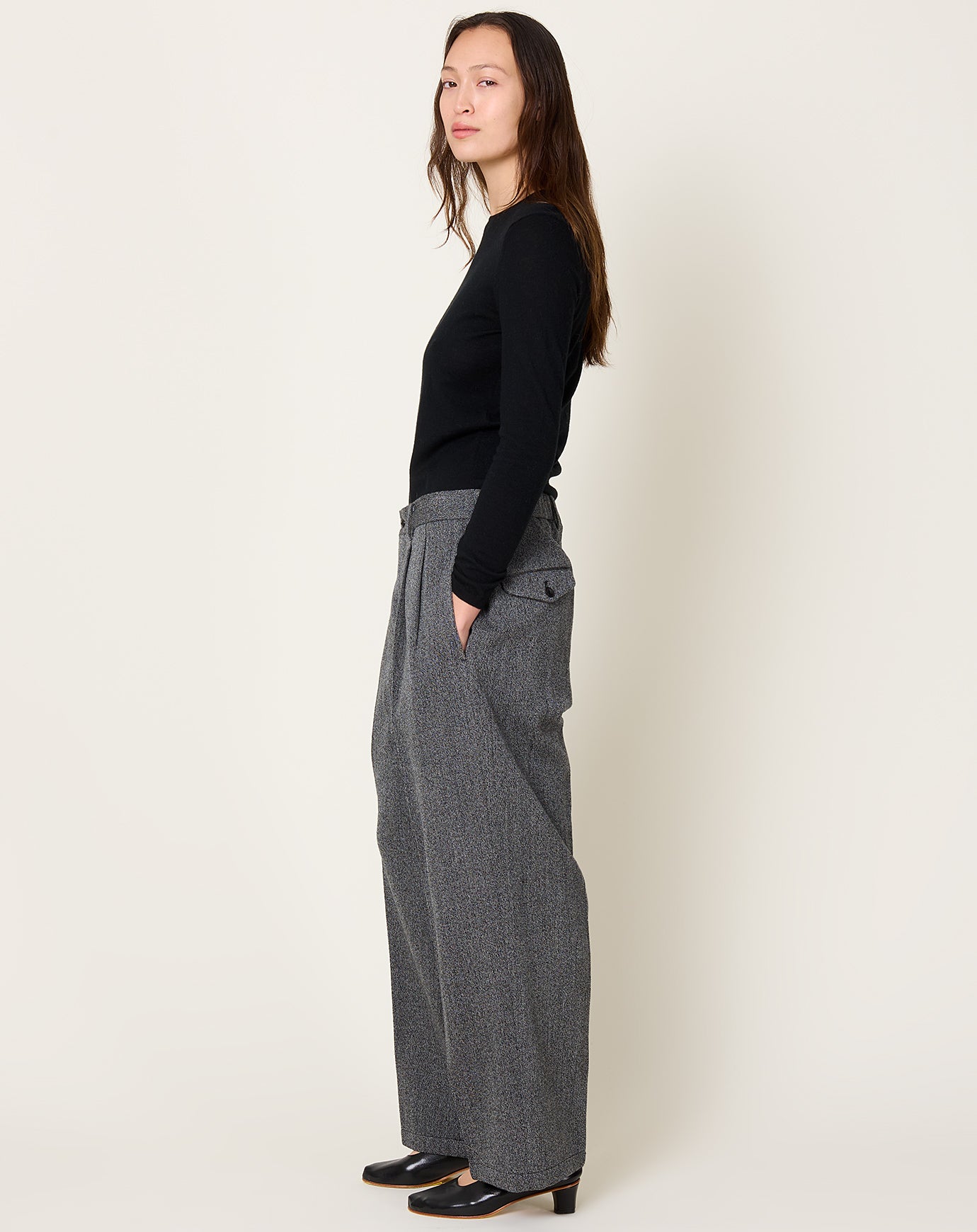 Yoko Sakamoto Whipcord Double Pleated Trousers