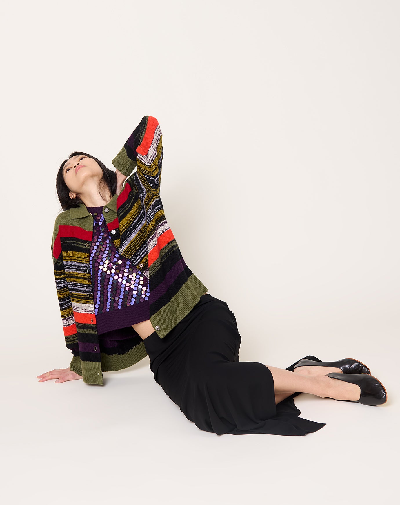 Zankov Andrew Stripe Cardigan in Olive