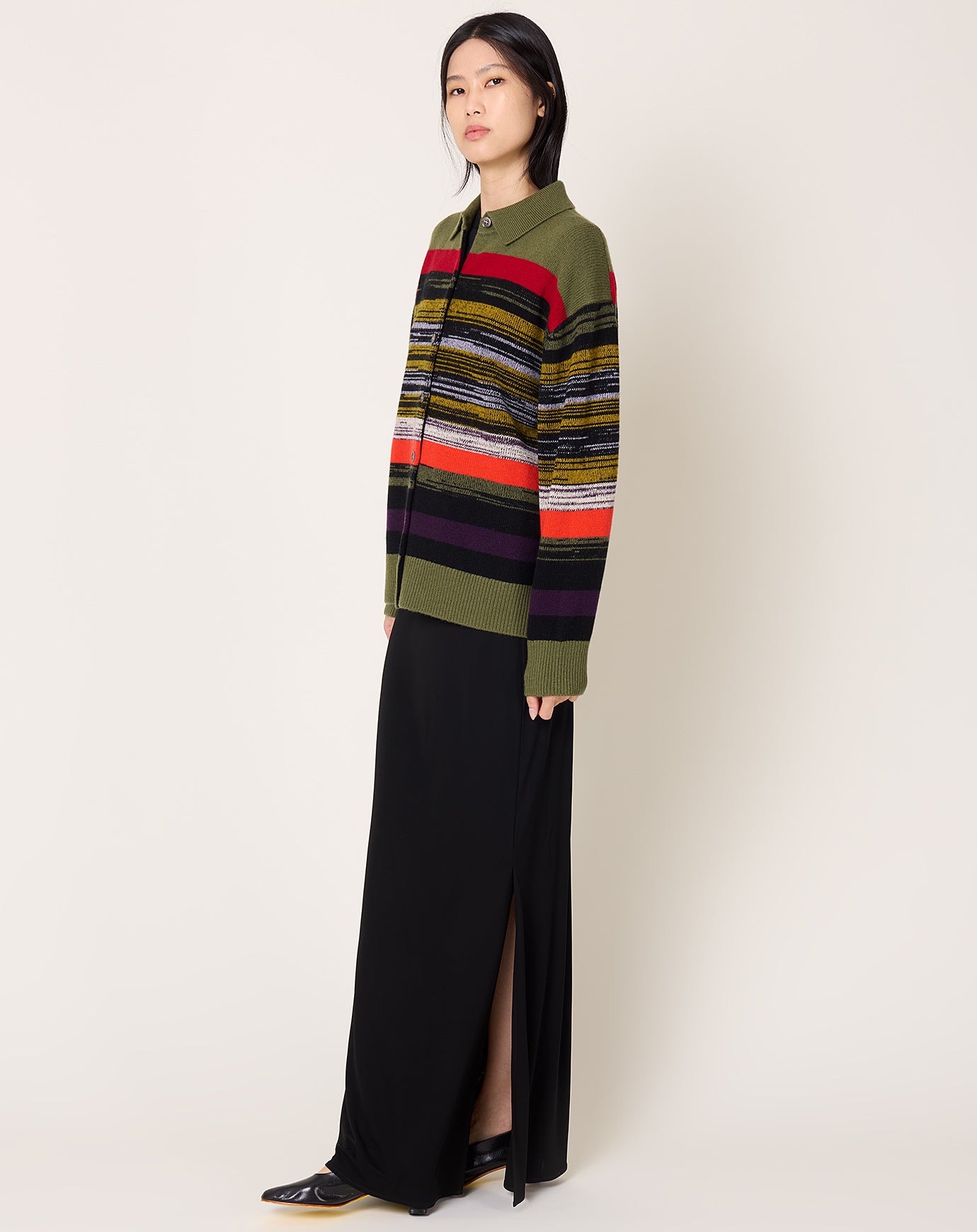 Zankov Andrew Stripe Cardigan in Olive