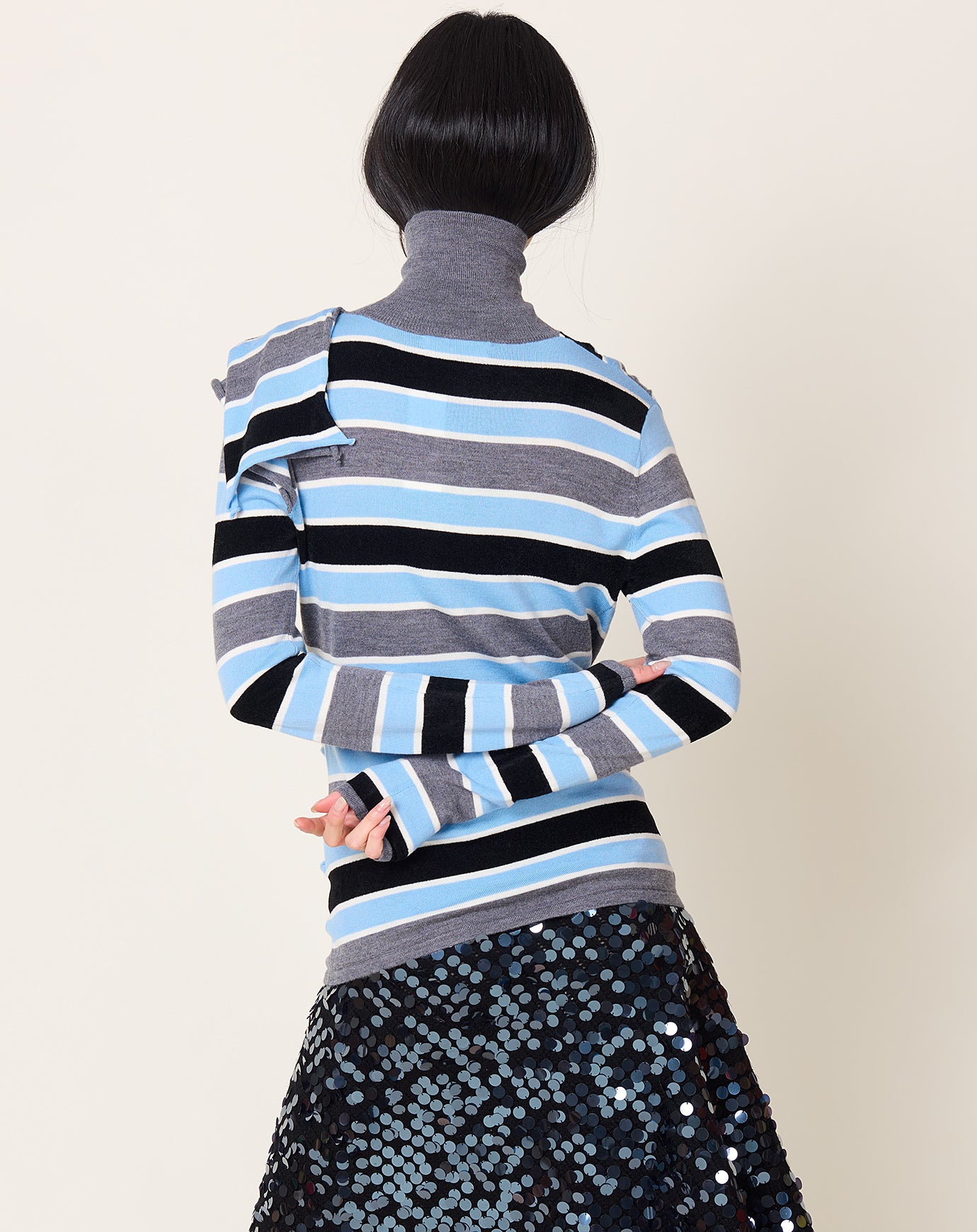 Zankov Berlin Draped Stripe Turtleneck
