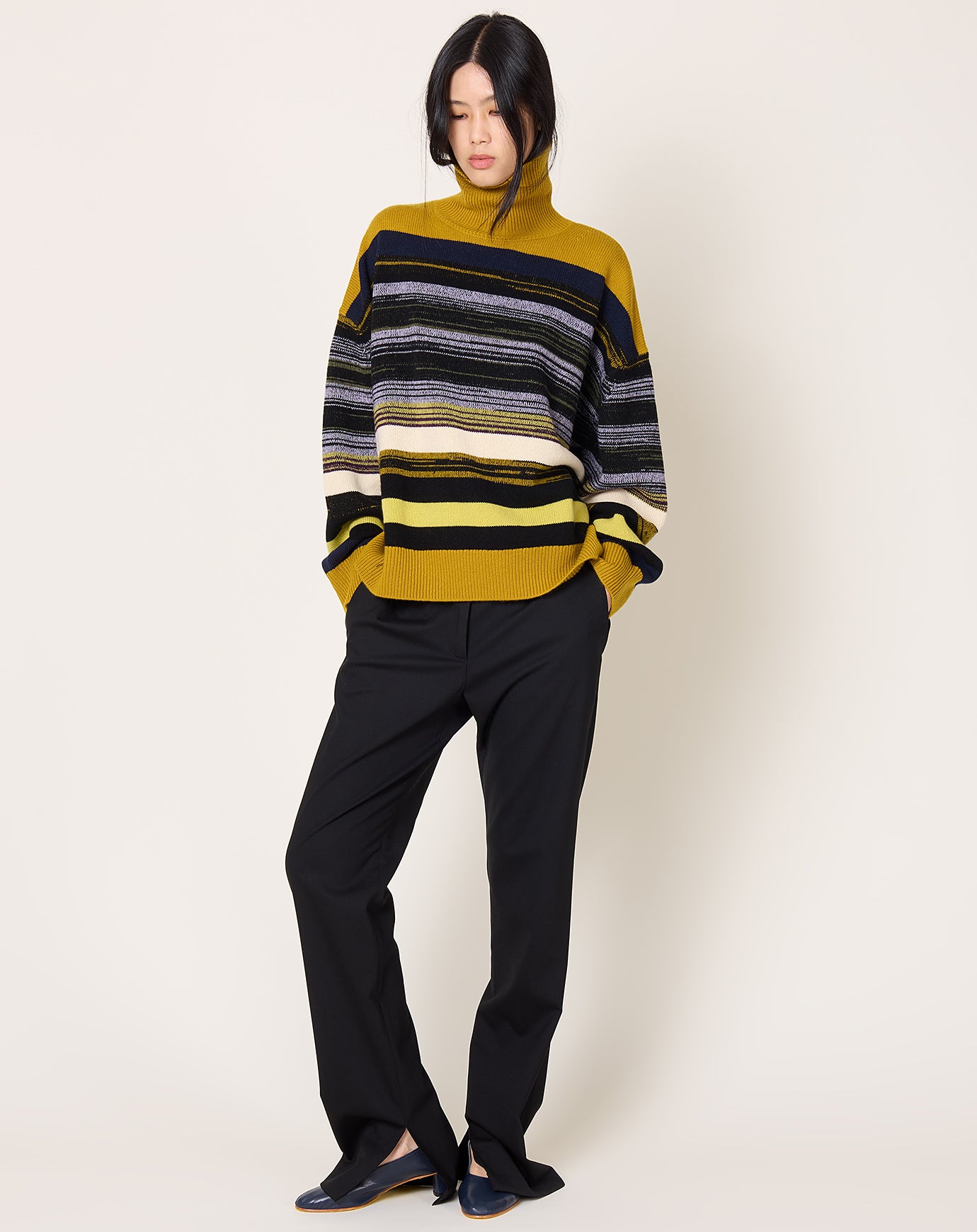 Zankov Junko Stripe Turtleneck in Honey