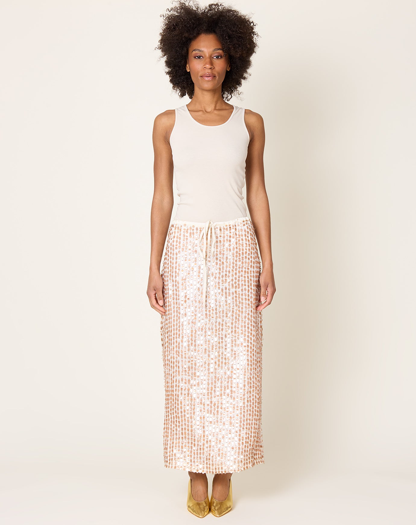 Zankov Marcela Beaded Skirt in Ivory