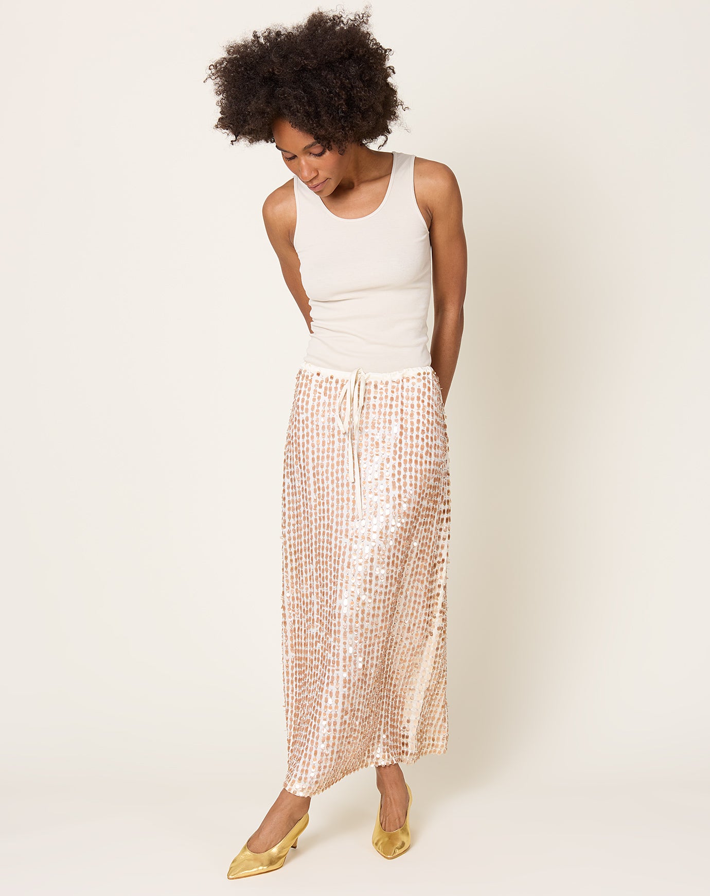 Zankov Marcela Beaded Skirt in Ivory