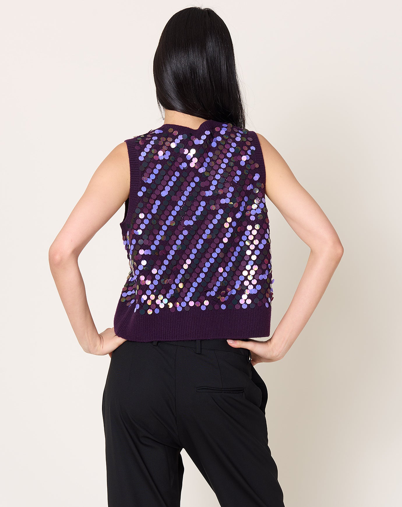 Zankov Oliver Vest in Chocolate Multi Sequin