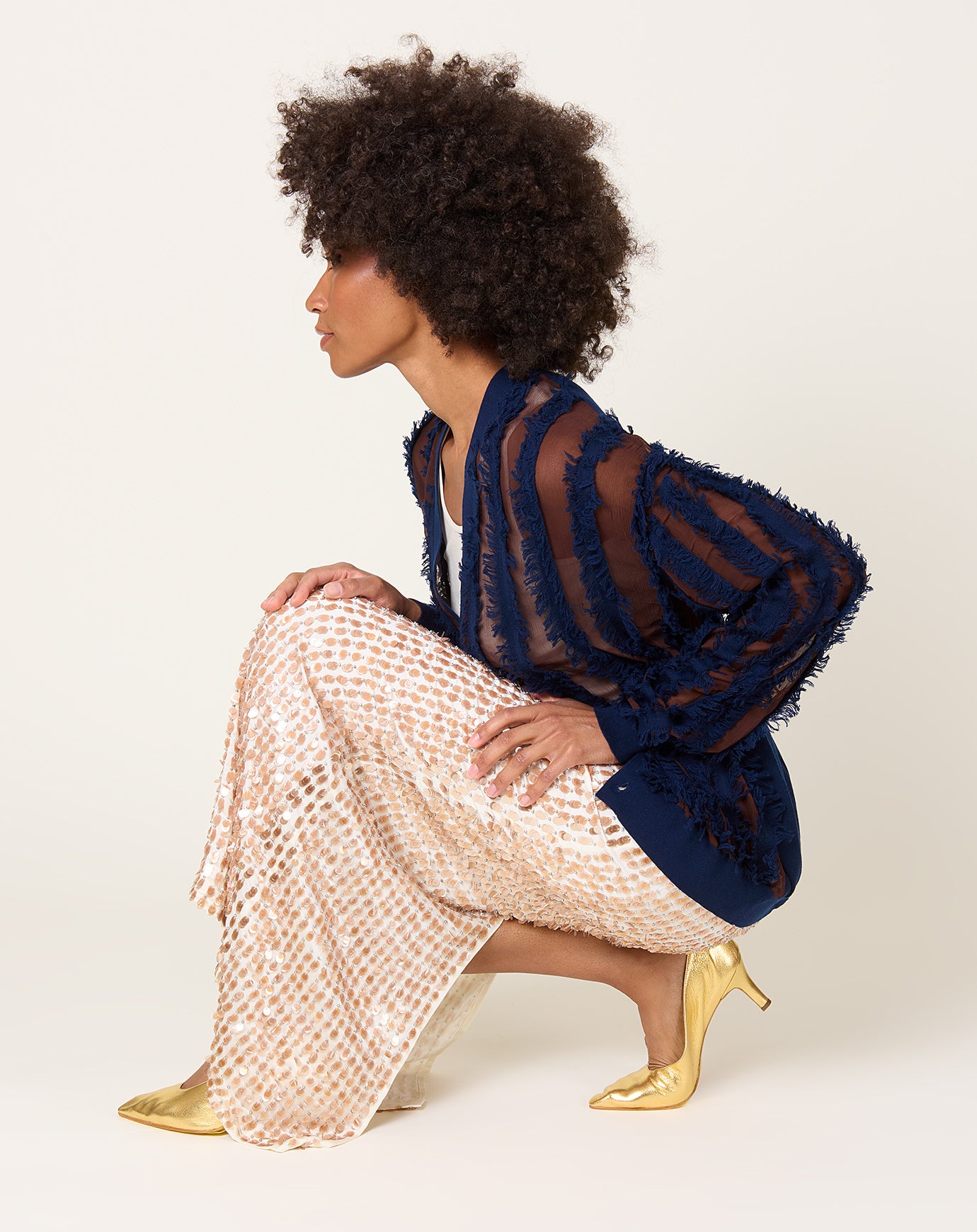 Zankov Marcela Beaded Skirt in Ivory