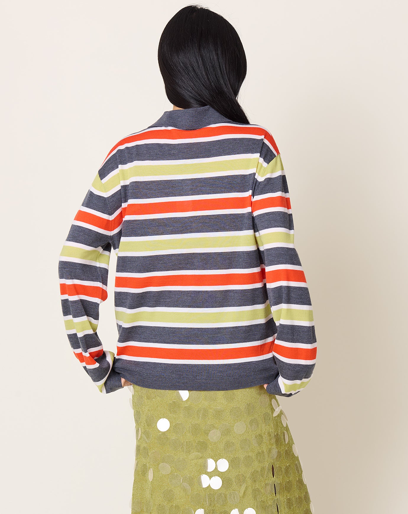 Zankov Ryan Stripe Polo in Charcoal Melange