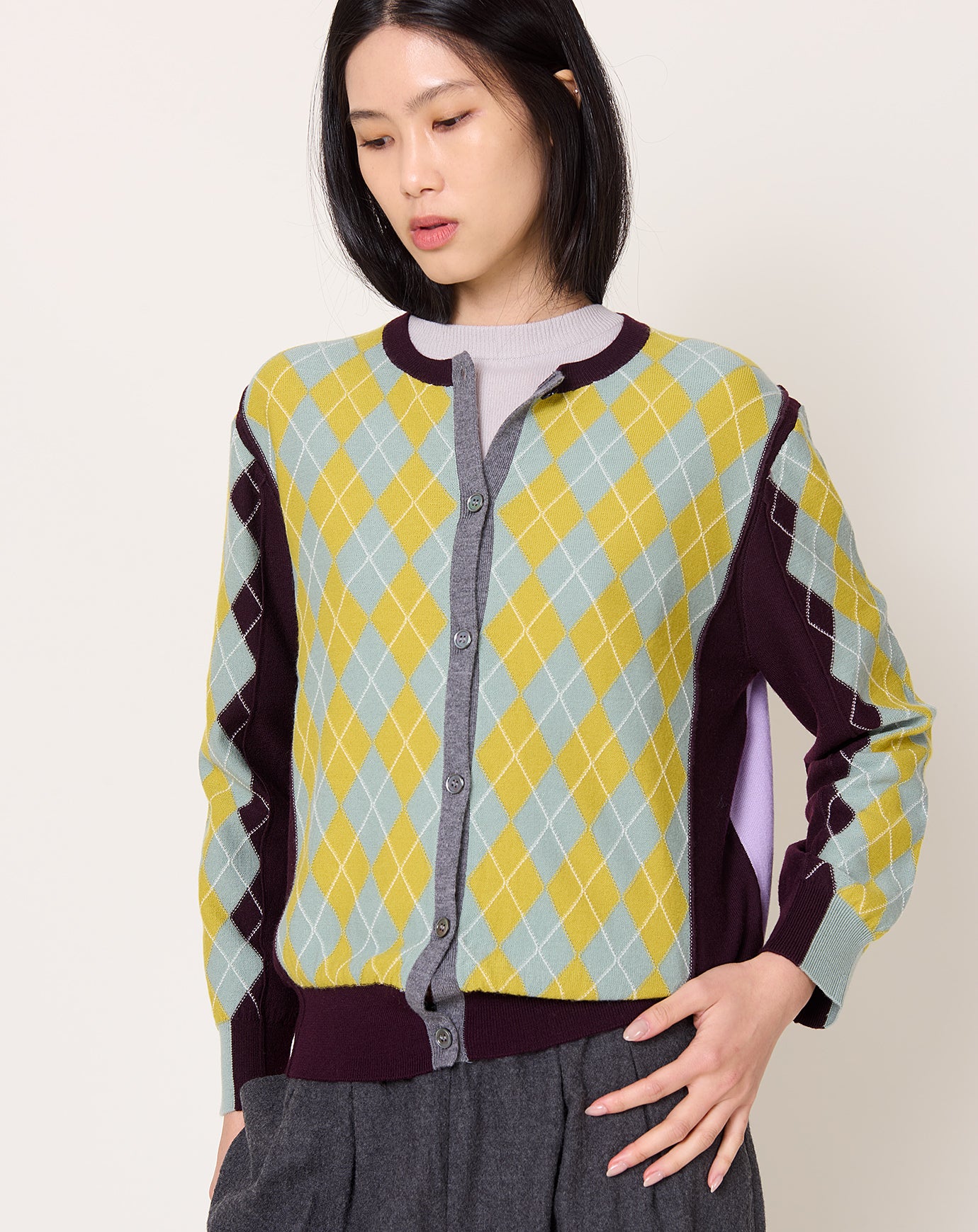 Zankov William Argyle Cardigan in Lemon