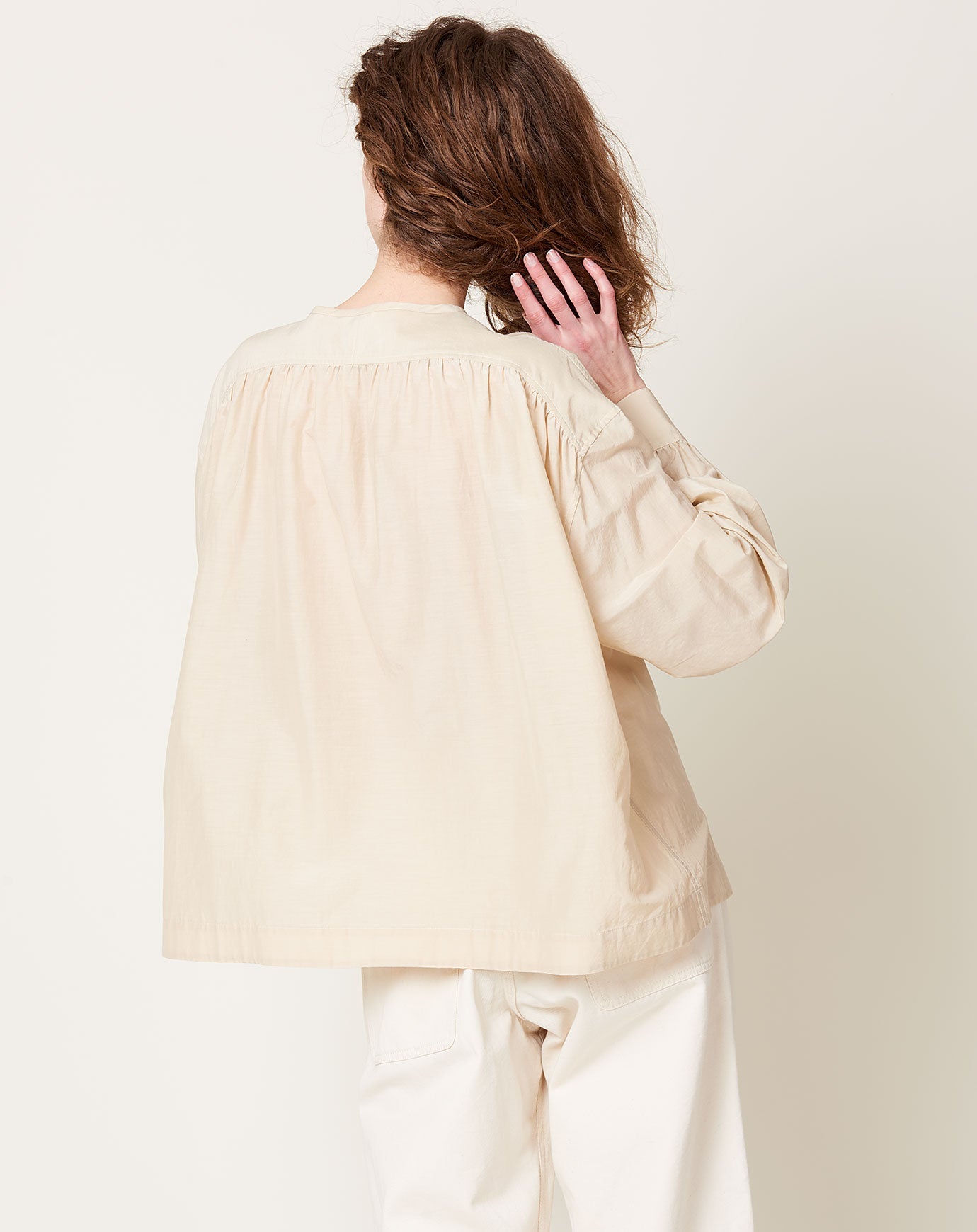 6399 Gathered Neck Top in Sand