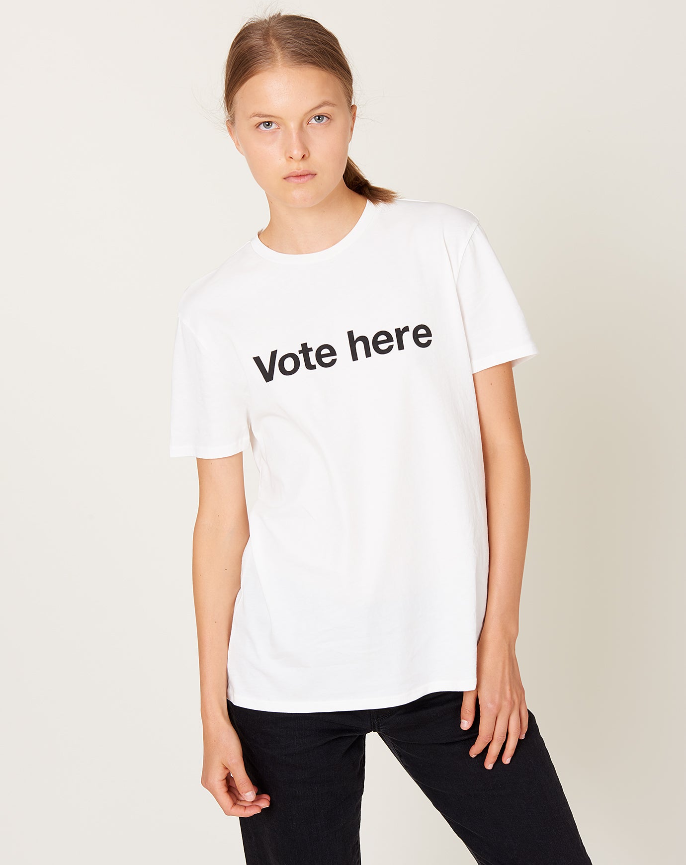 6397 Vote Here Boy T in New White