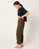7115 by Szeki Elastic Pull-Up Trouser in Deep Moss