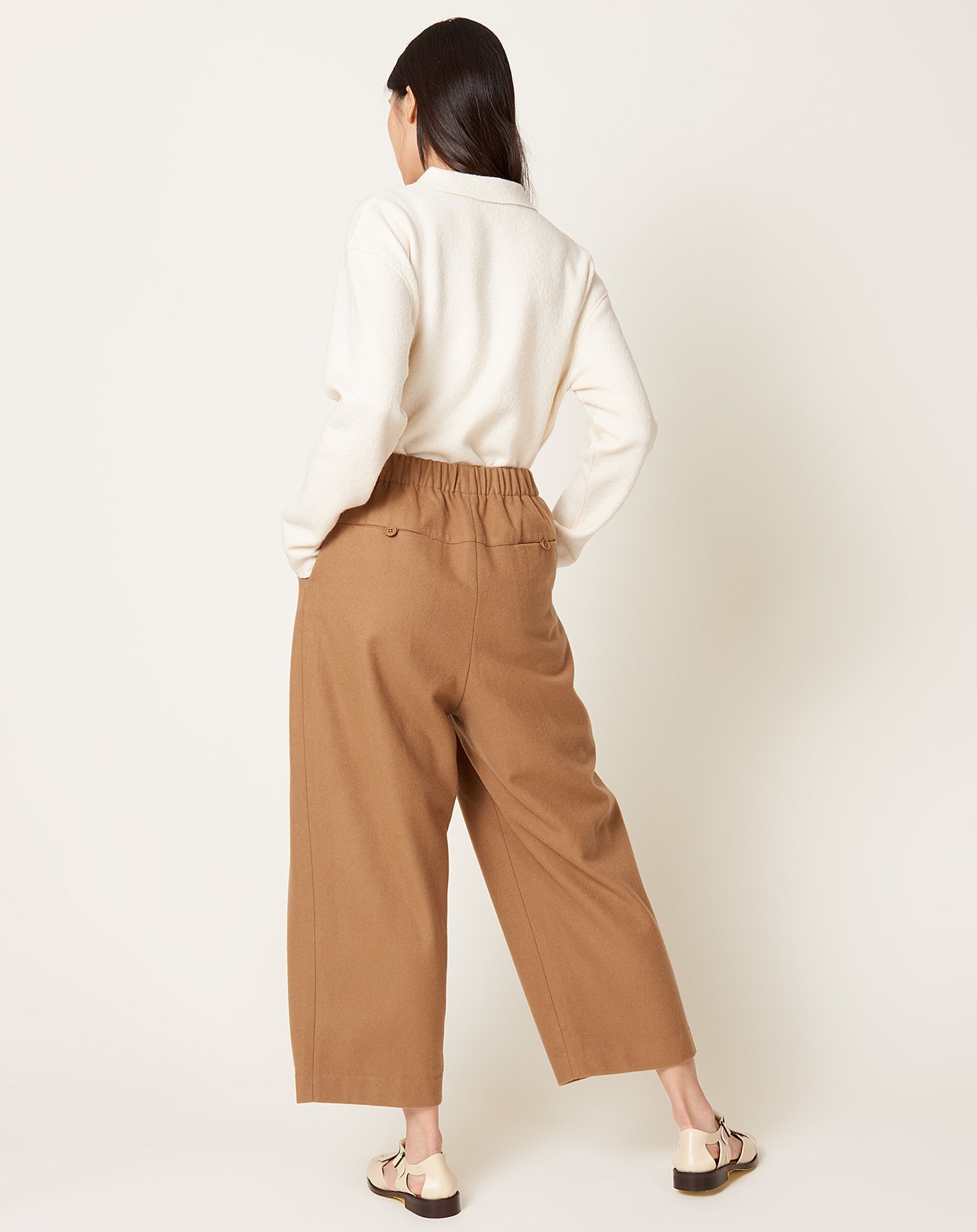 7115 by Szeki Wool Pleated Trouser in Tan