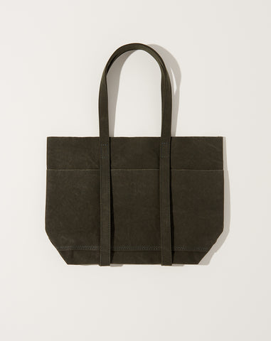 Washed Canvas 6 Pocket Small Tote in Olive