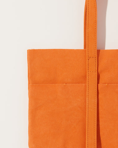 Washed Canvas 6 Pocket Small Tote in Orange