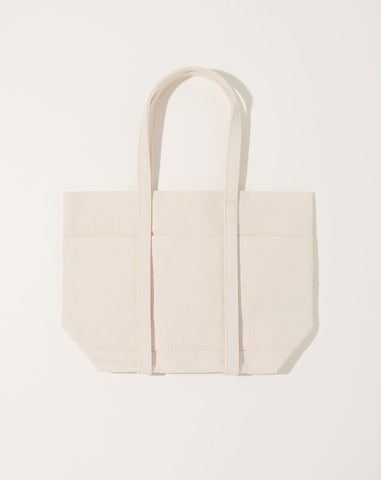 Washed Canvas 6 Pocket Small Tote in White