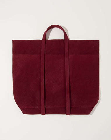 Washed Canvas 6 Pocket Tall Tote in Burgundy