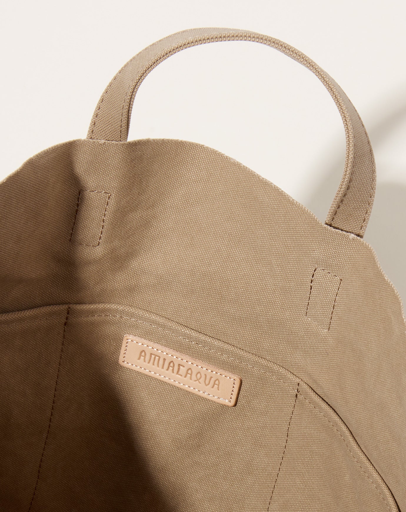 Amiacalva Washed Canvas 6 Pocket Tall Tote in Taupe