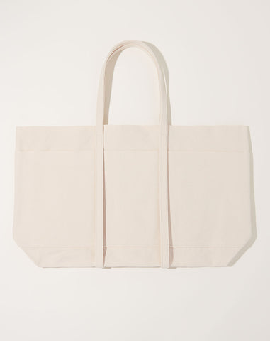Washed Canvas 6 Pocket Large Tote in White