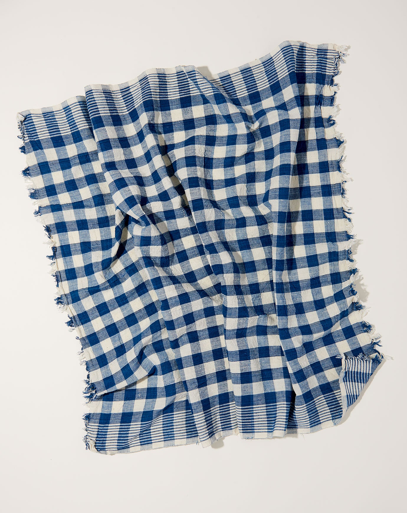 Auntie Oti Natural Dye Check Towel in Blue