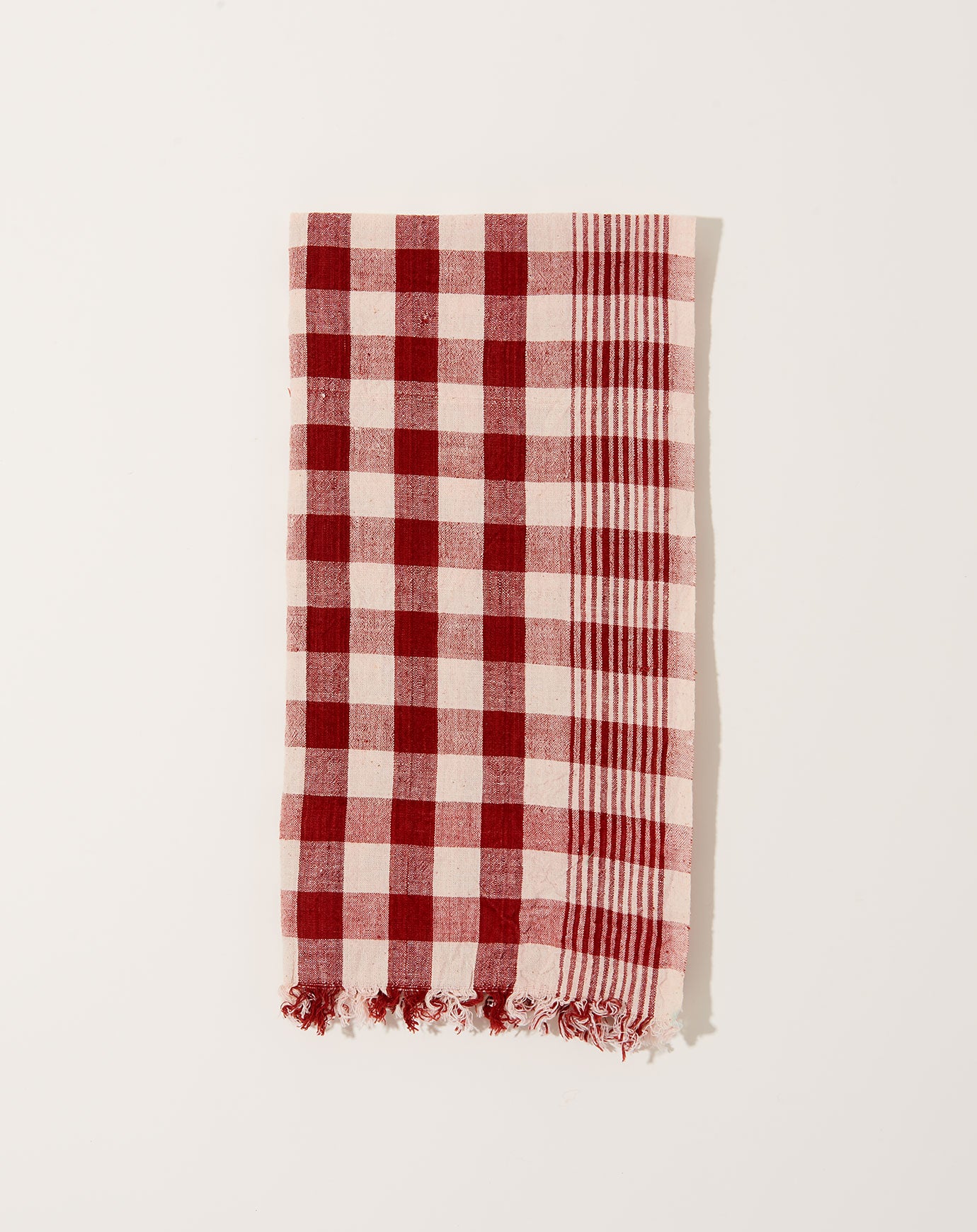 Auntie Oti Natural Dye Check Towel in Red