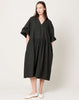 Black Crane V-Neck Dress in Shadow