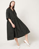 Black Crane V-Neck Dress in Shadow