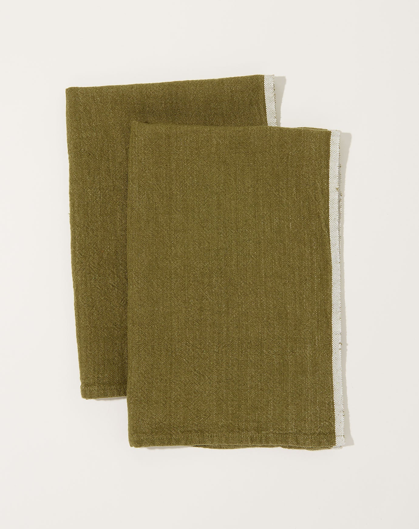 Caravan Chunky Linen Towels in Forest Green, Set of 2