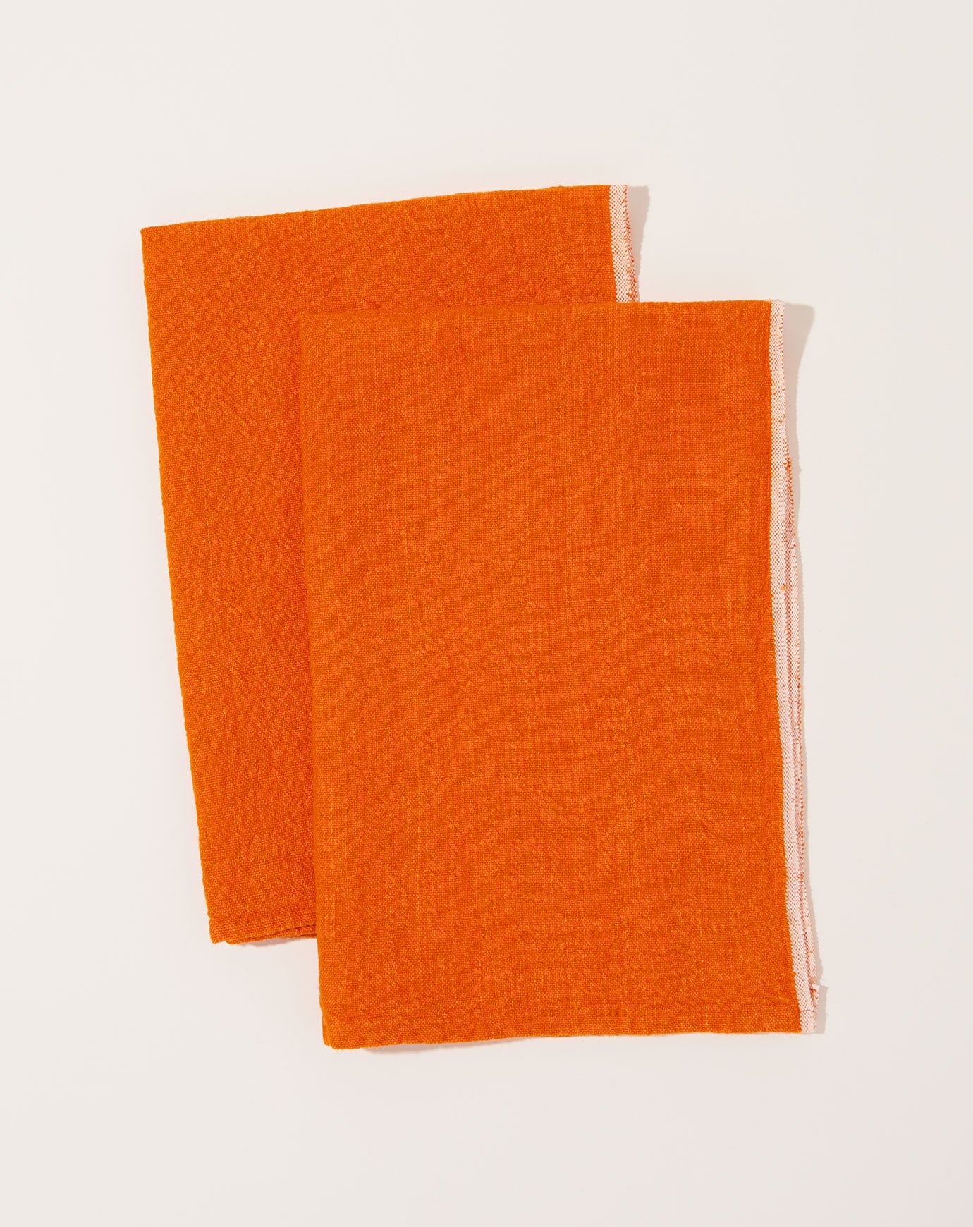 Caravan Chunky Linen Towels in Orange, Set of 2