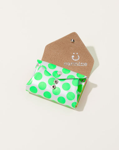 Clear Dot Compact Wallet in Neon Green