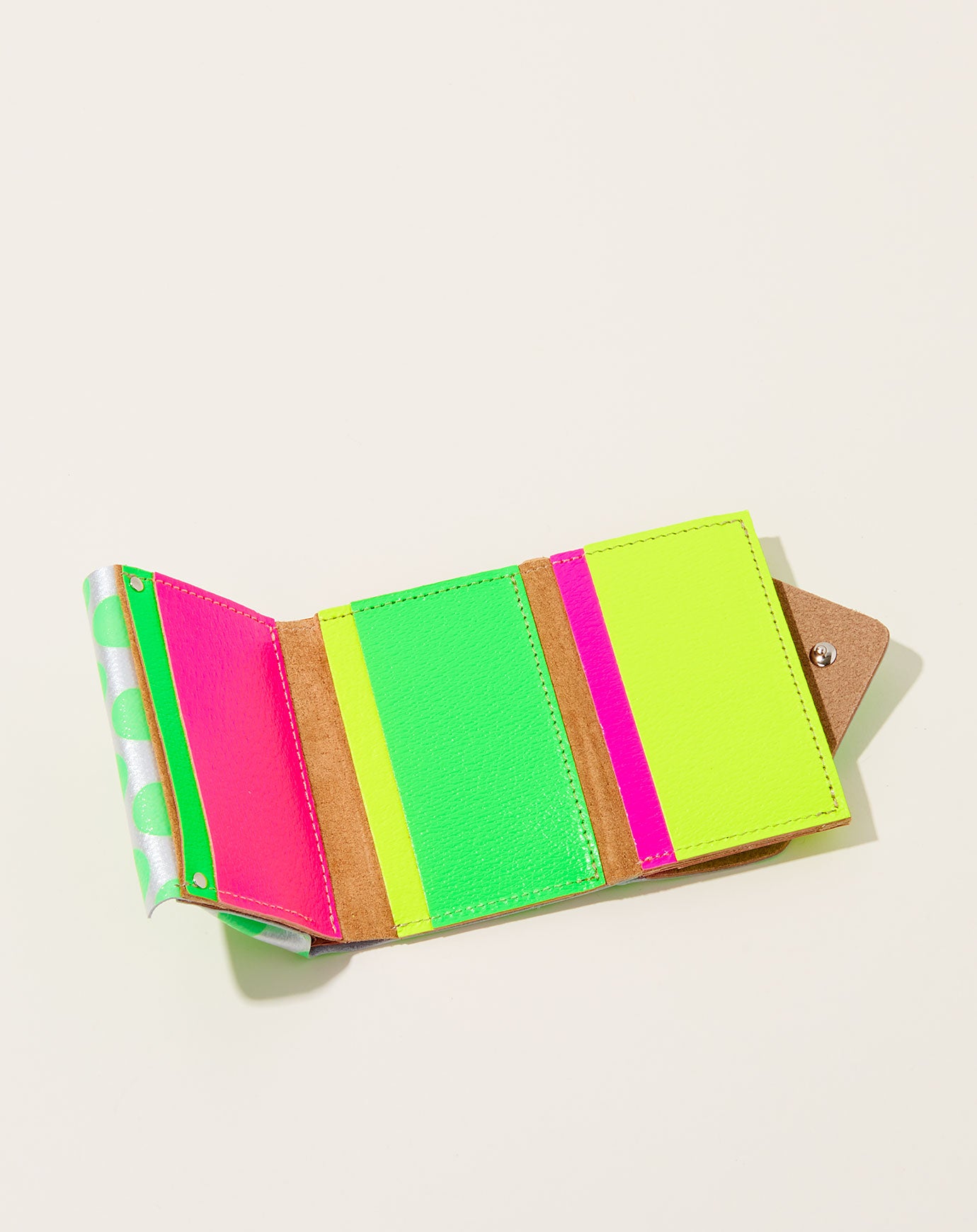 Carmine Clear Dot Compact Wallet in Neon Green