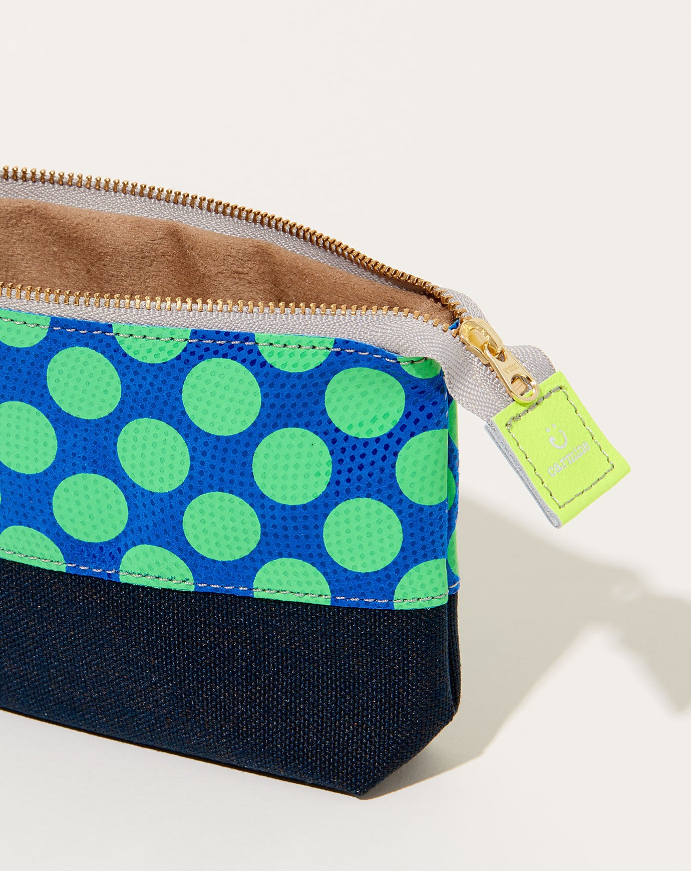 Carmine Ecology Leather Pouch in Neon Green