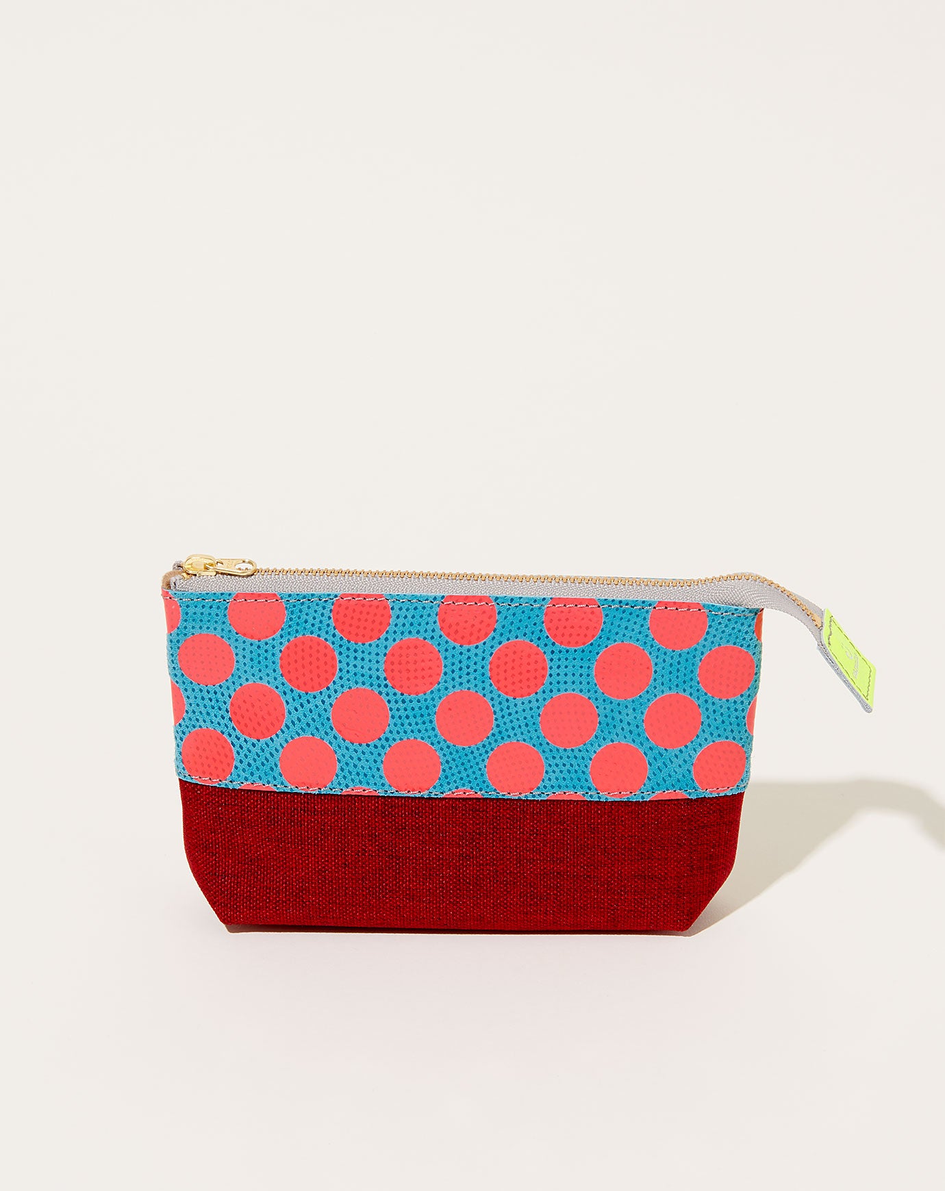 Carmine Ecology Leather Pouch in Neon Red
