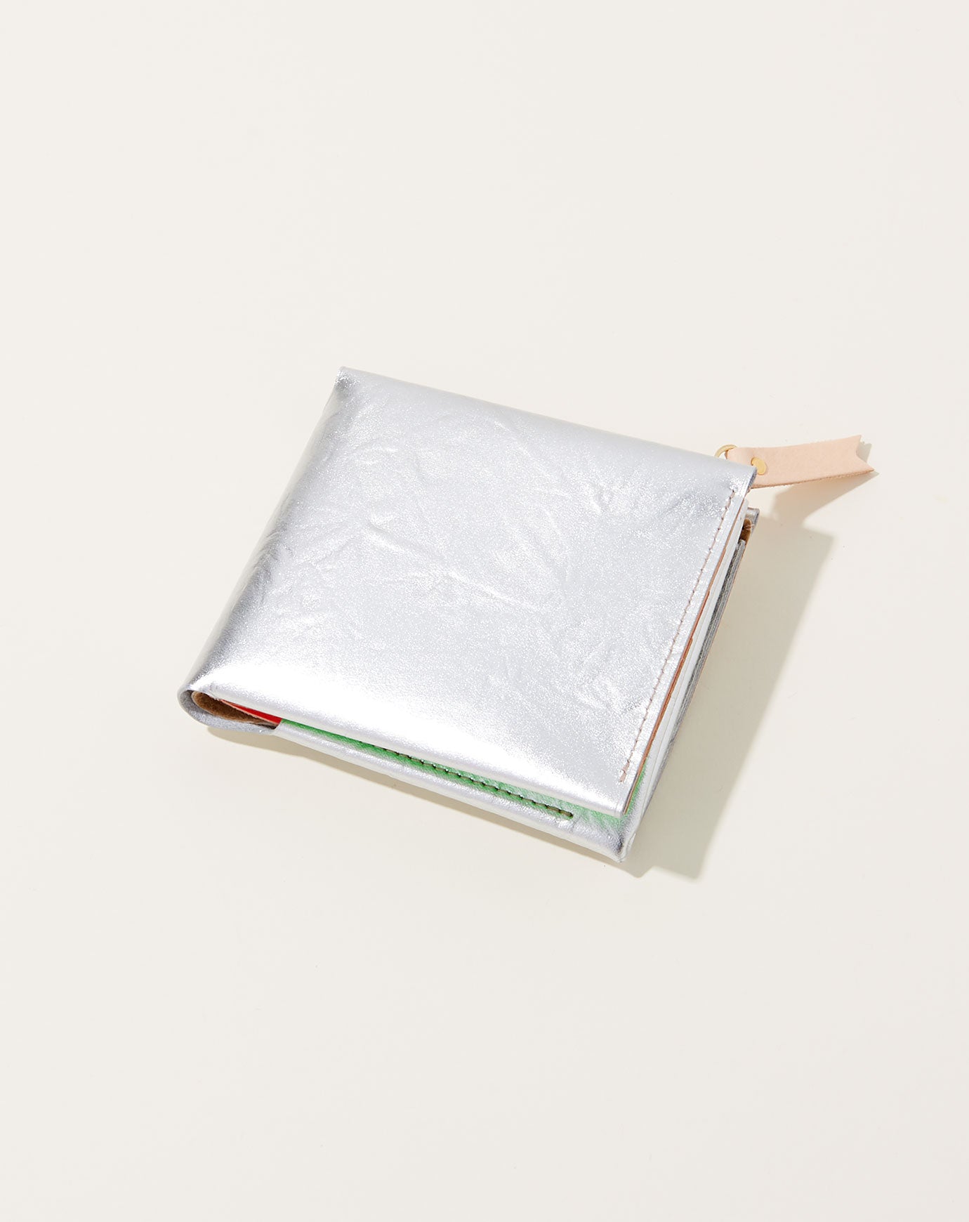Carmine Metal One Wallet in Silver & Neon