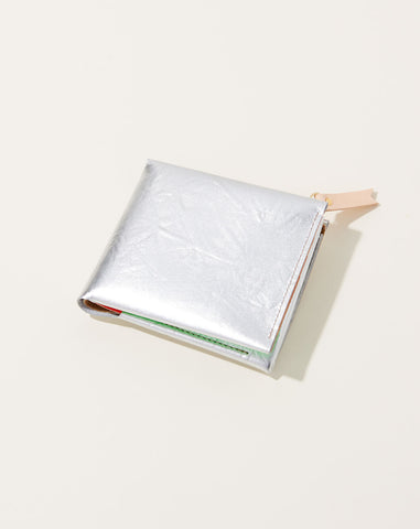 Metal One Wallet in Silver & Neon