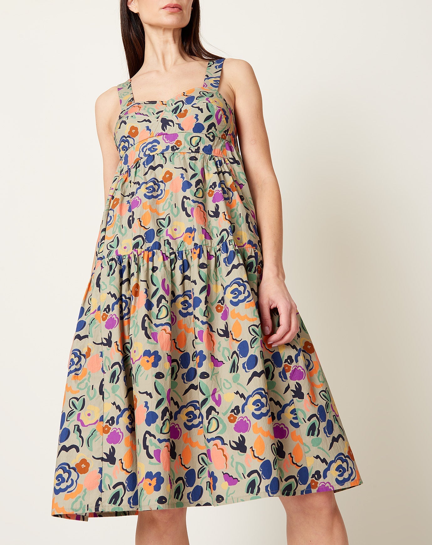 Caron Callahan Danya Dress in Graphic Floral Poplin