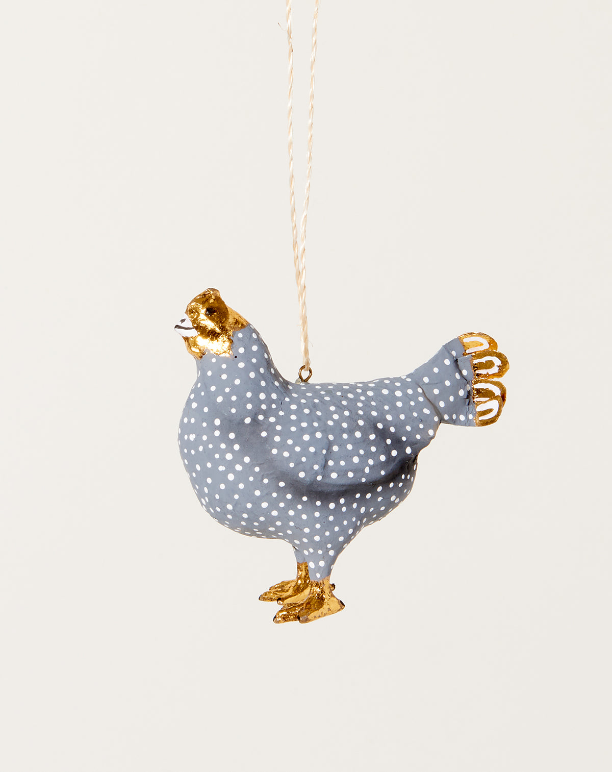 Merriment Hen Ornament in Grey