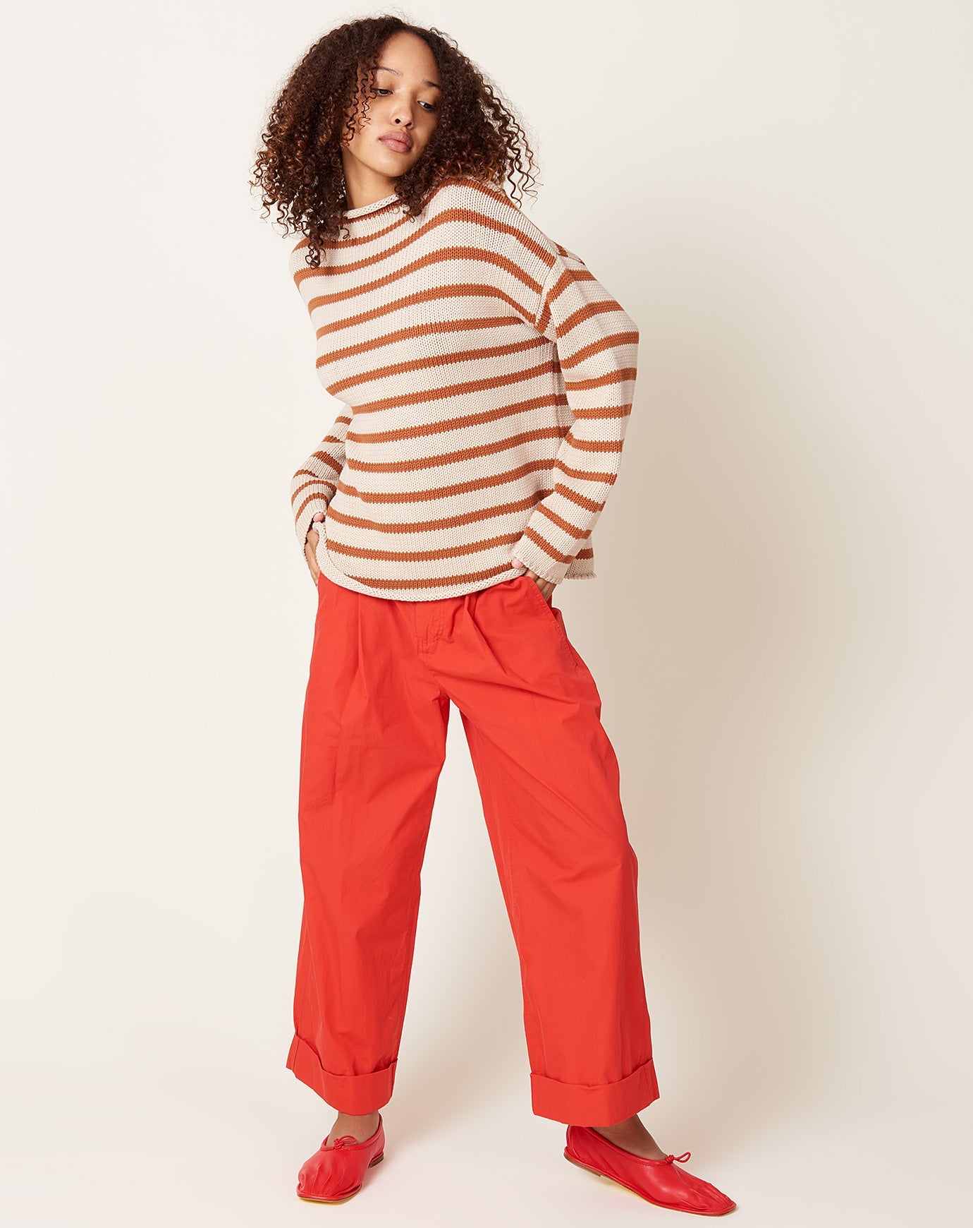 Demylee Lamis Stripe Sweater in Natural & Brown