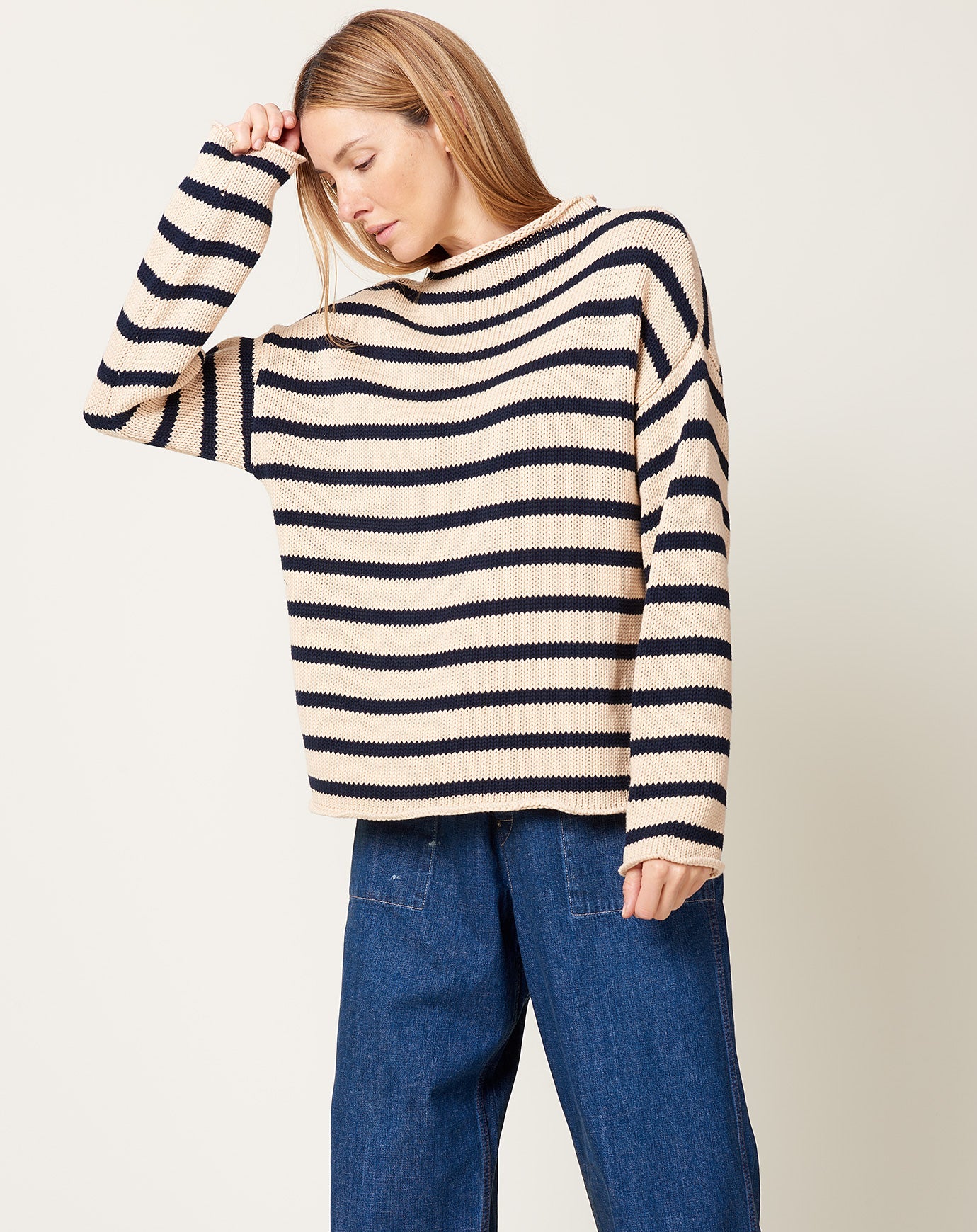Demylee Lamis Sweater in Natural & Navy Stripe