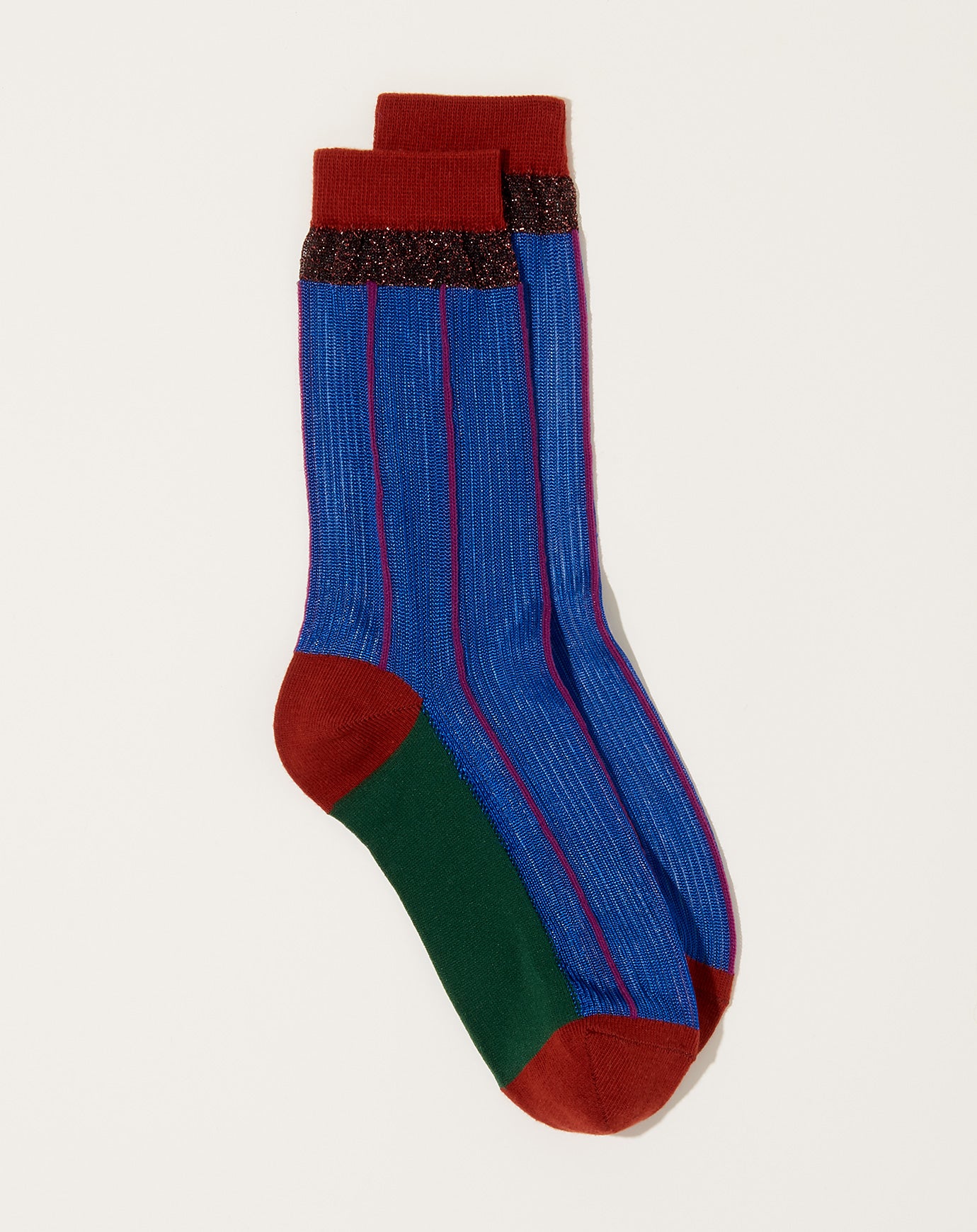 Exquisite J Stripes Viscosa Socks in Blue