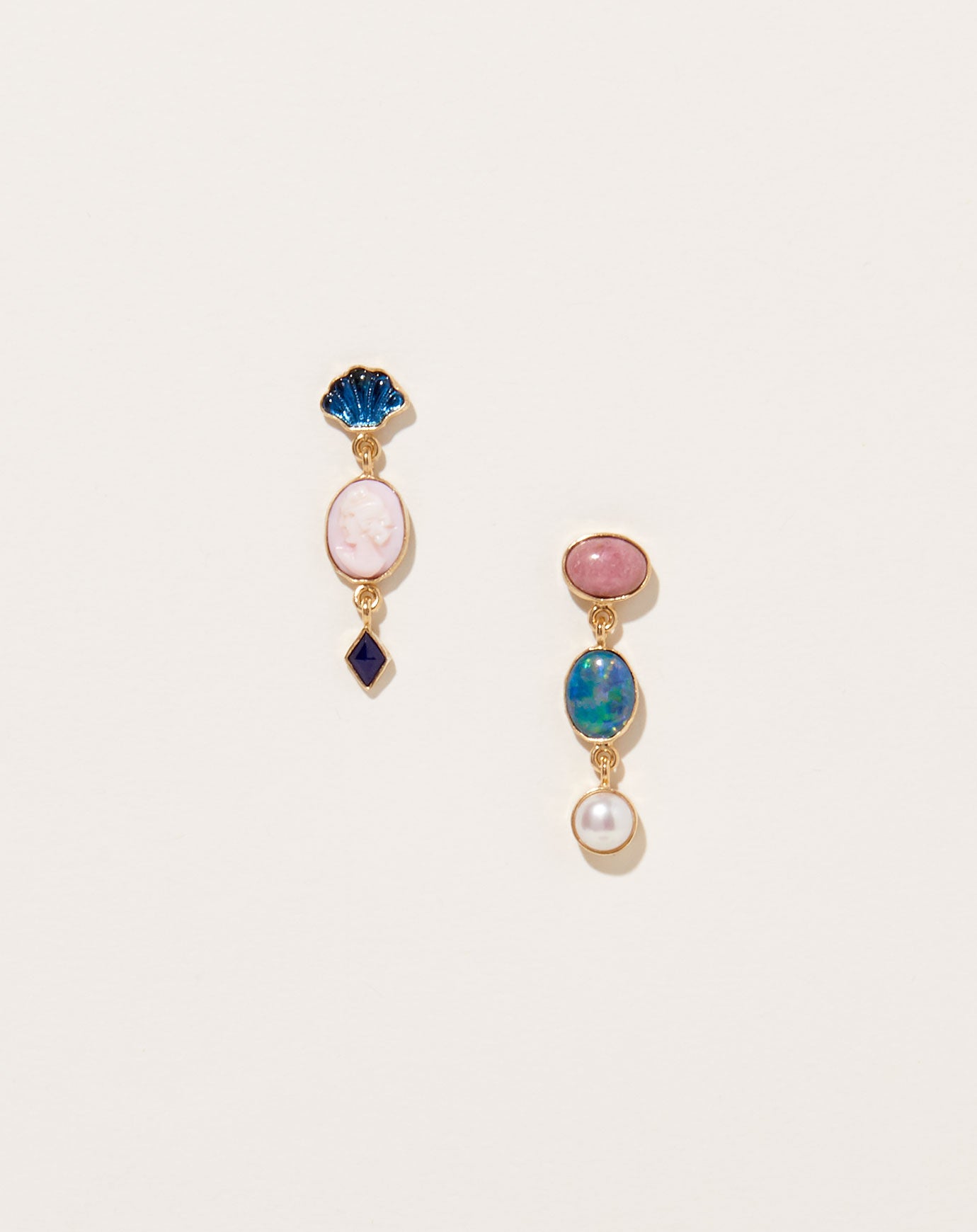 Grainne Morton Rhodochrosite Three Charm Moving Drop Earrings