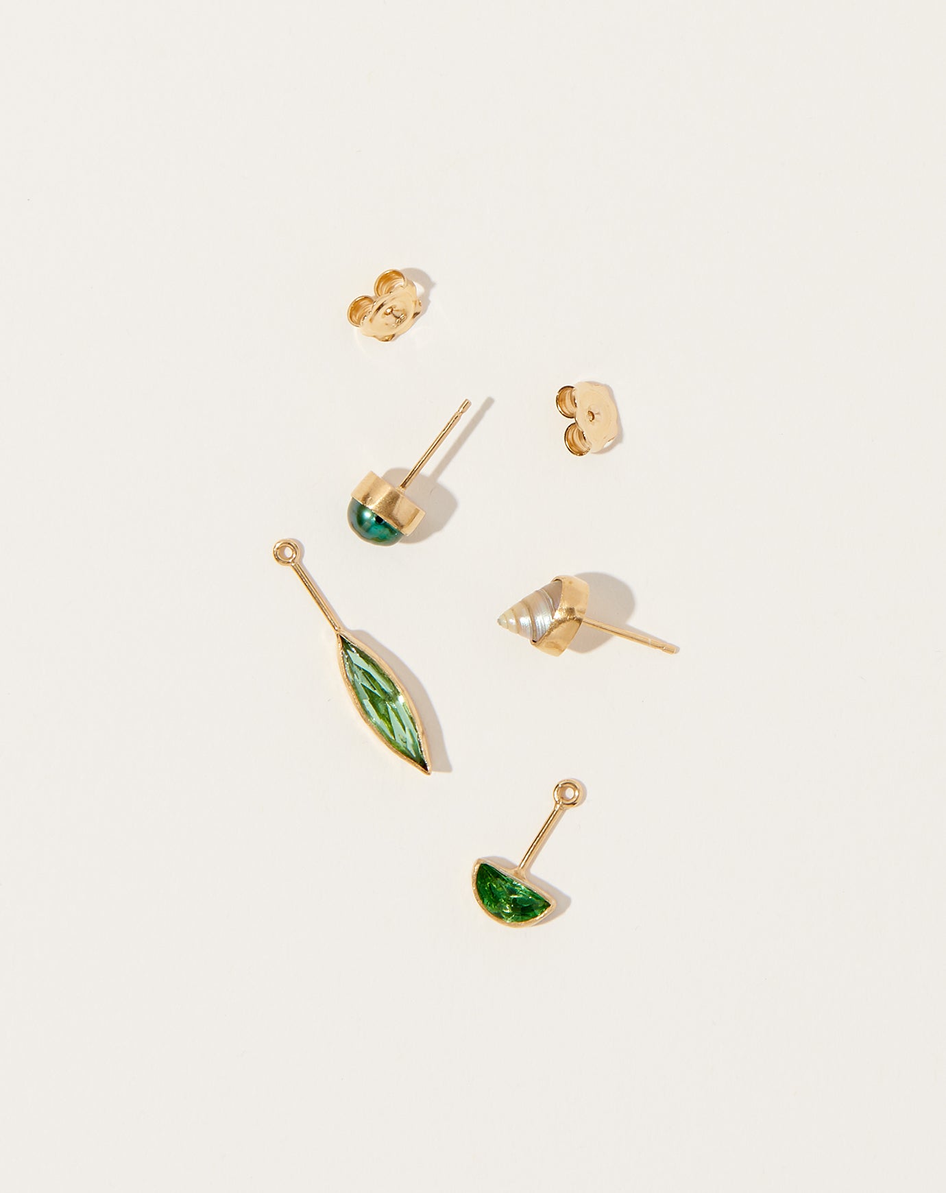 Grainne Morton Detachable Drop Earrings VII Green Pearl Shell