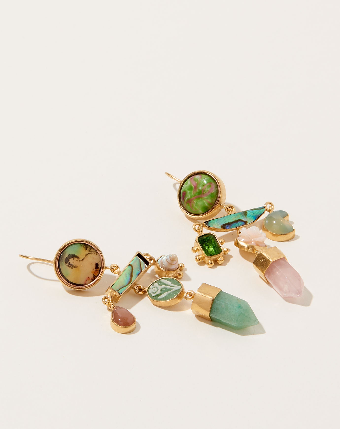 Grainne Morton Green and Pink Balance Drop Earrings
