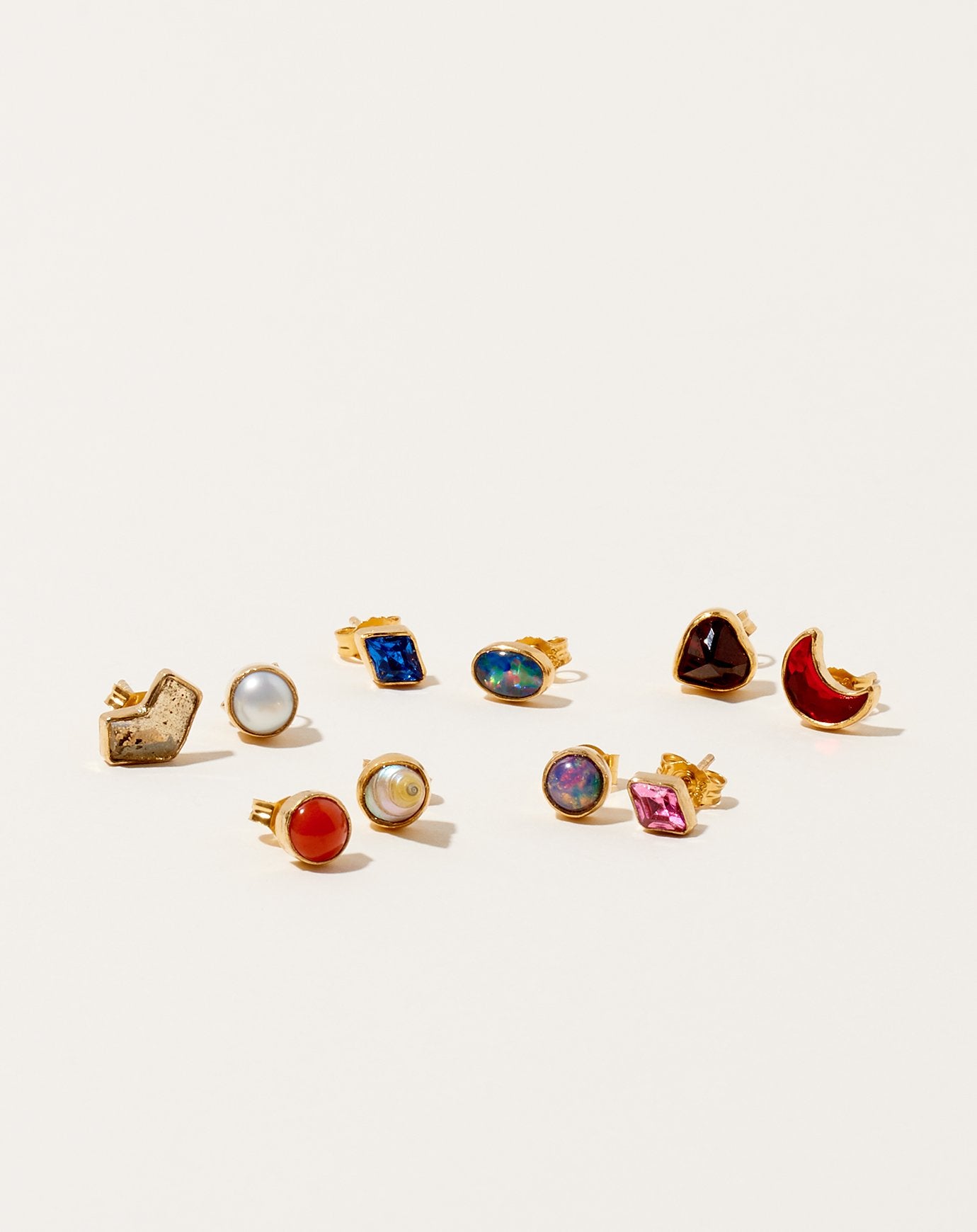 Grainne Morton Mismatched Shell and Coral Studs